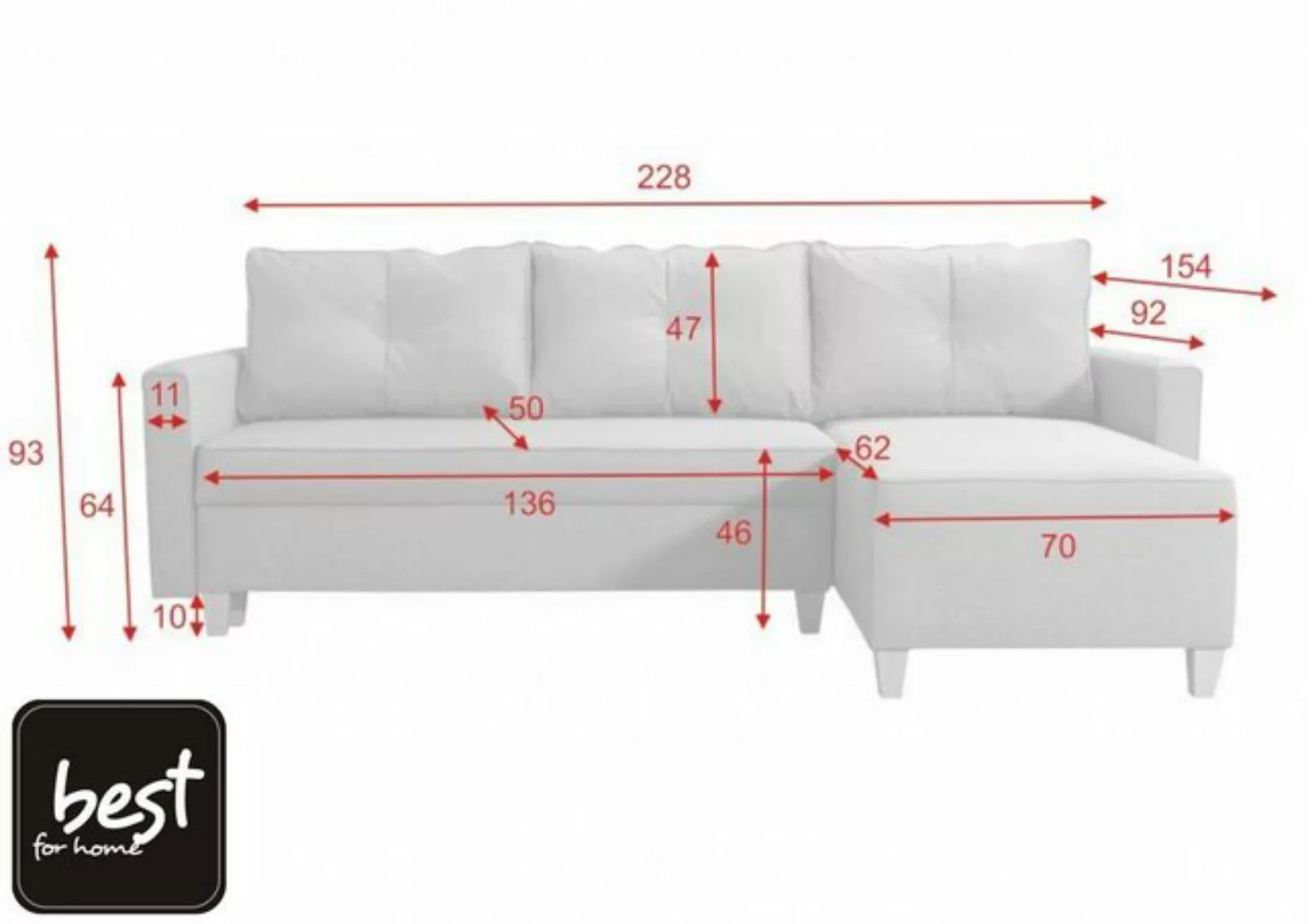 Best for Home Ecksofa WILMA I mit Schlaffunktion günstig online kaufen