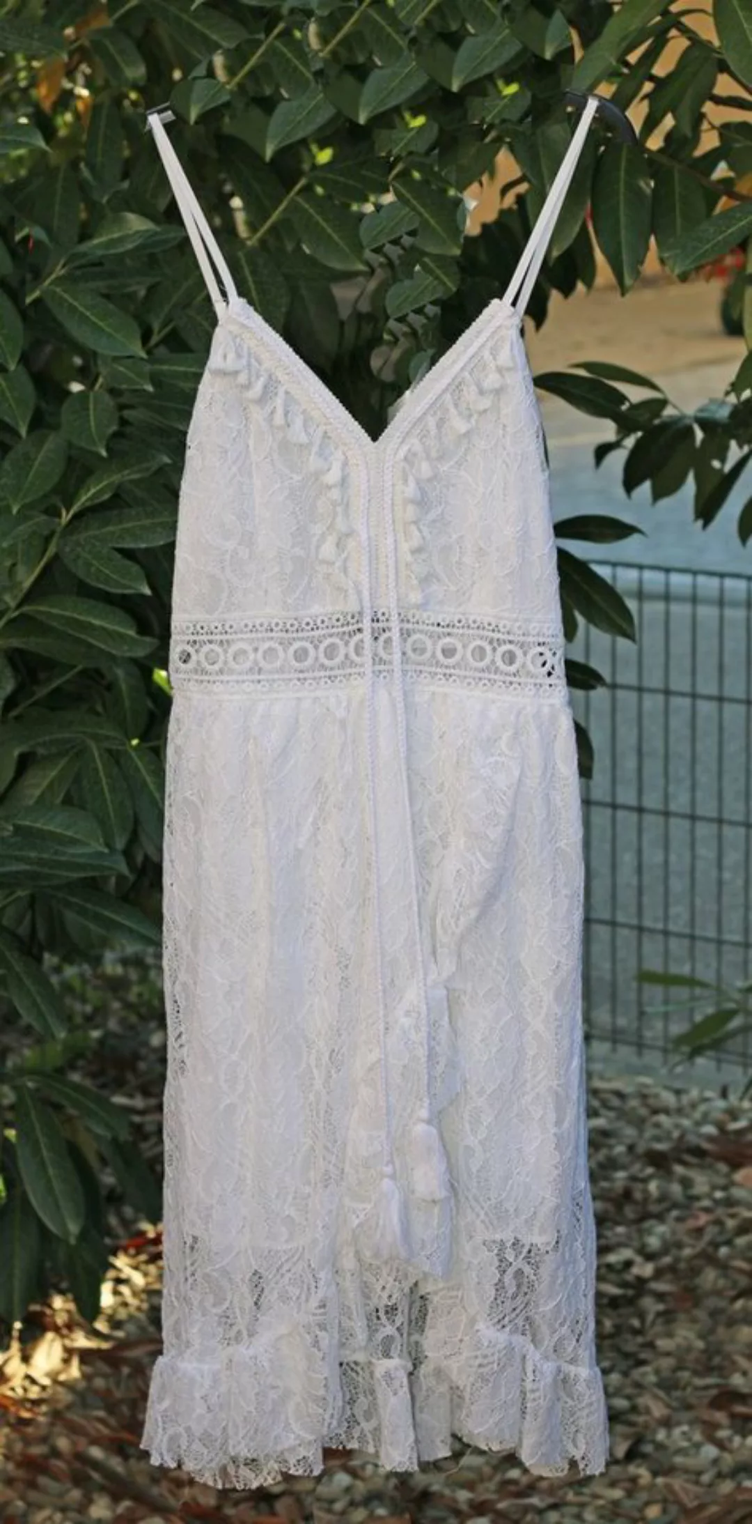 Charis Moda Sommerkleid Spaghettieträgerkleid Romance in White günstig online kaufen