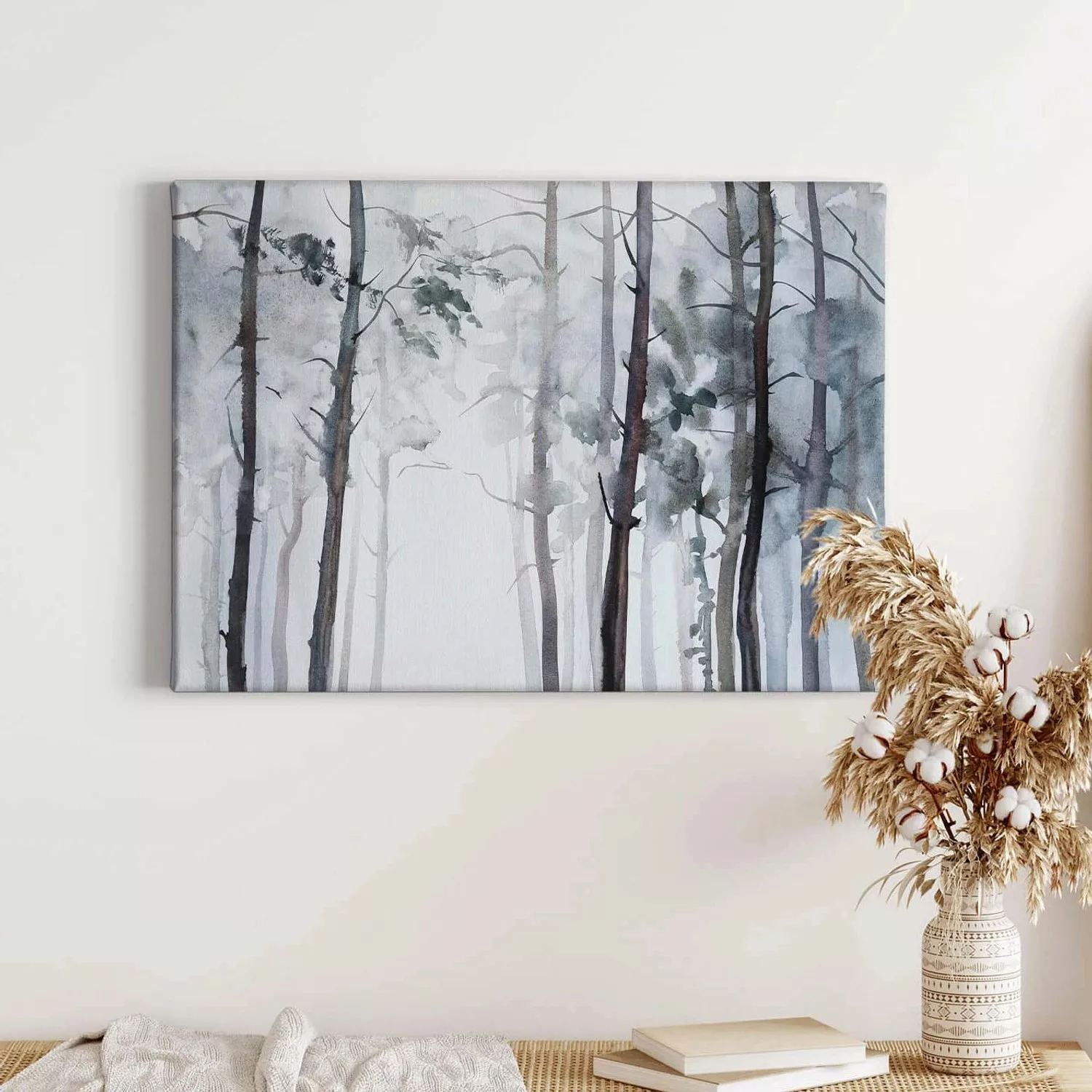 Bricoflor Wald Bild Im Wasserfarben Stil Aquarell Leinwand Bild Mit Bäumen günstig online kaufen