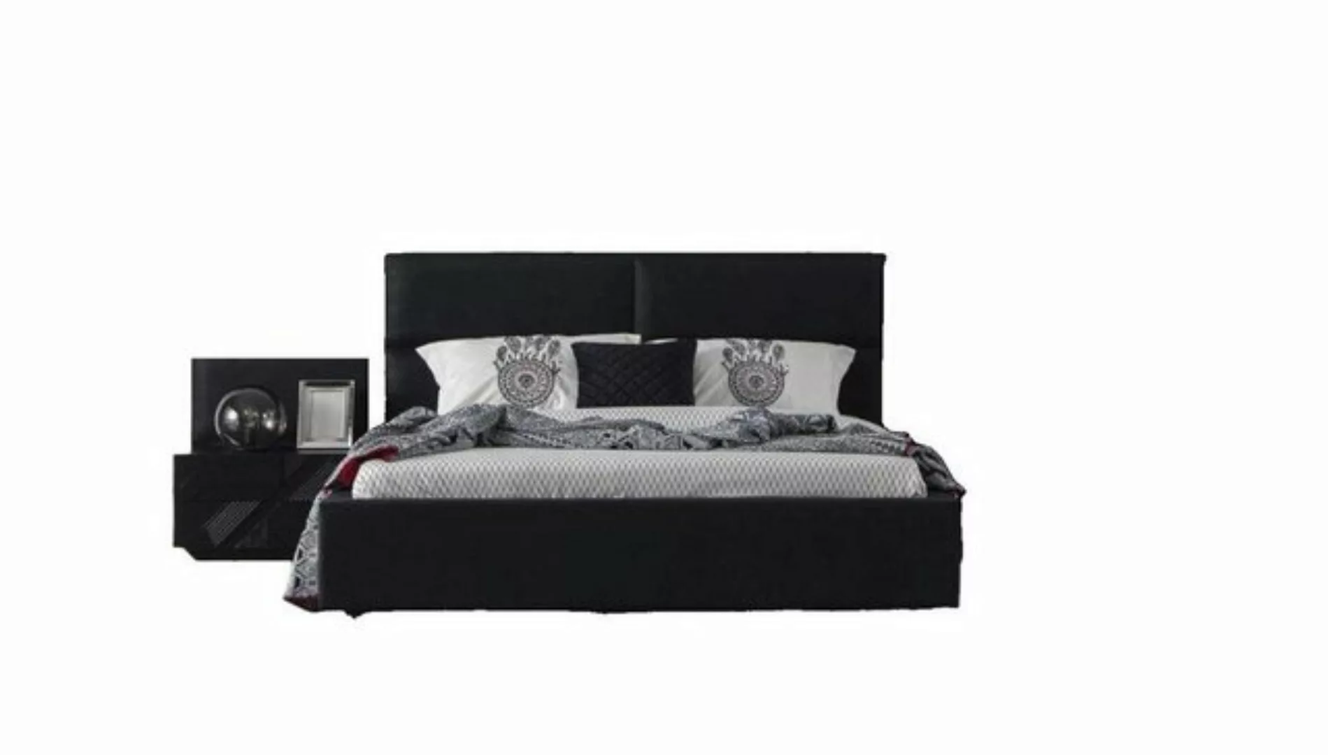 JVmoebel Bett Polsterbett Schwarz Textil für Schlafzimmer Luxuriös Modern S günstig online kaufen