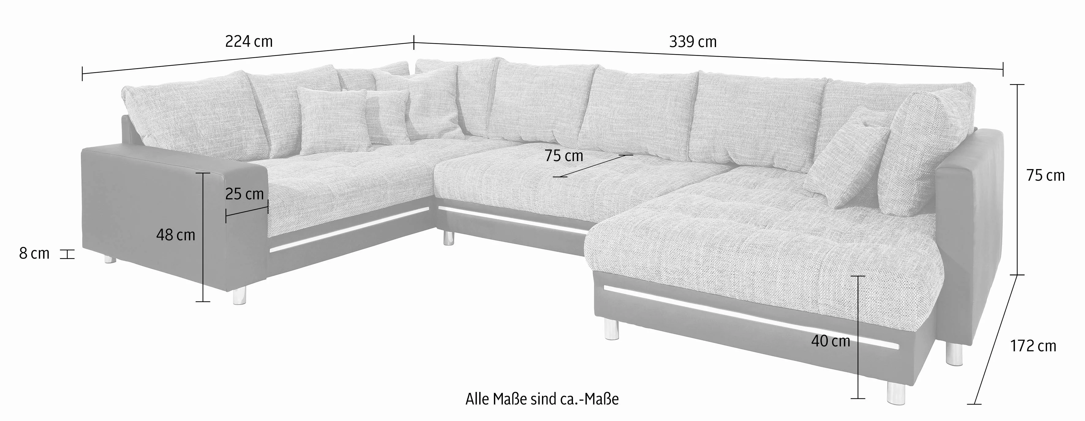 Mr. Couch Wohnlandschaft »Tobi U-Form«, wahlweise mit Kaltschaum (140kg Bel günstig online kaufen