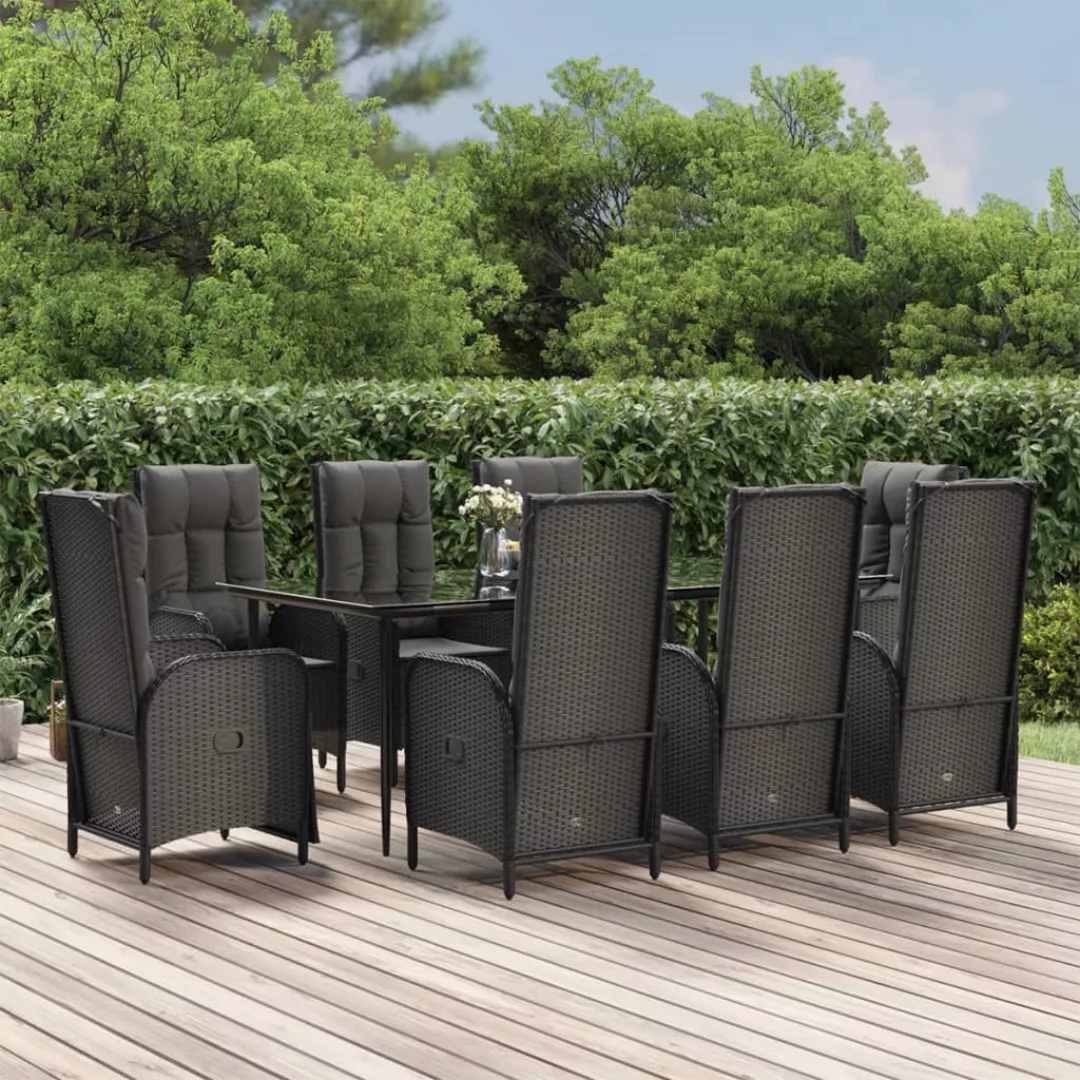 Vidaxl 9-tlg. Garten-lounge-set Mit Kissen Schwarz Poly Rattan günstig online kaufen