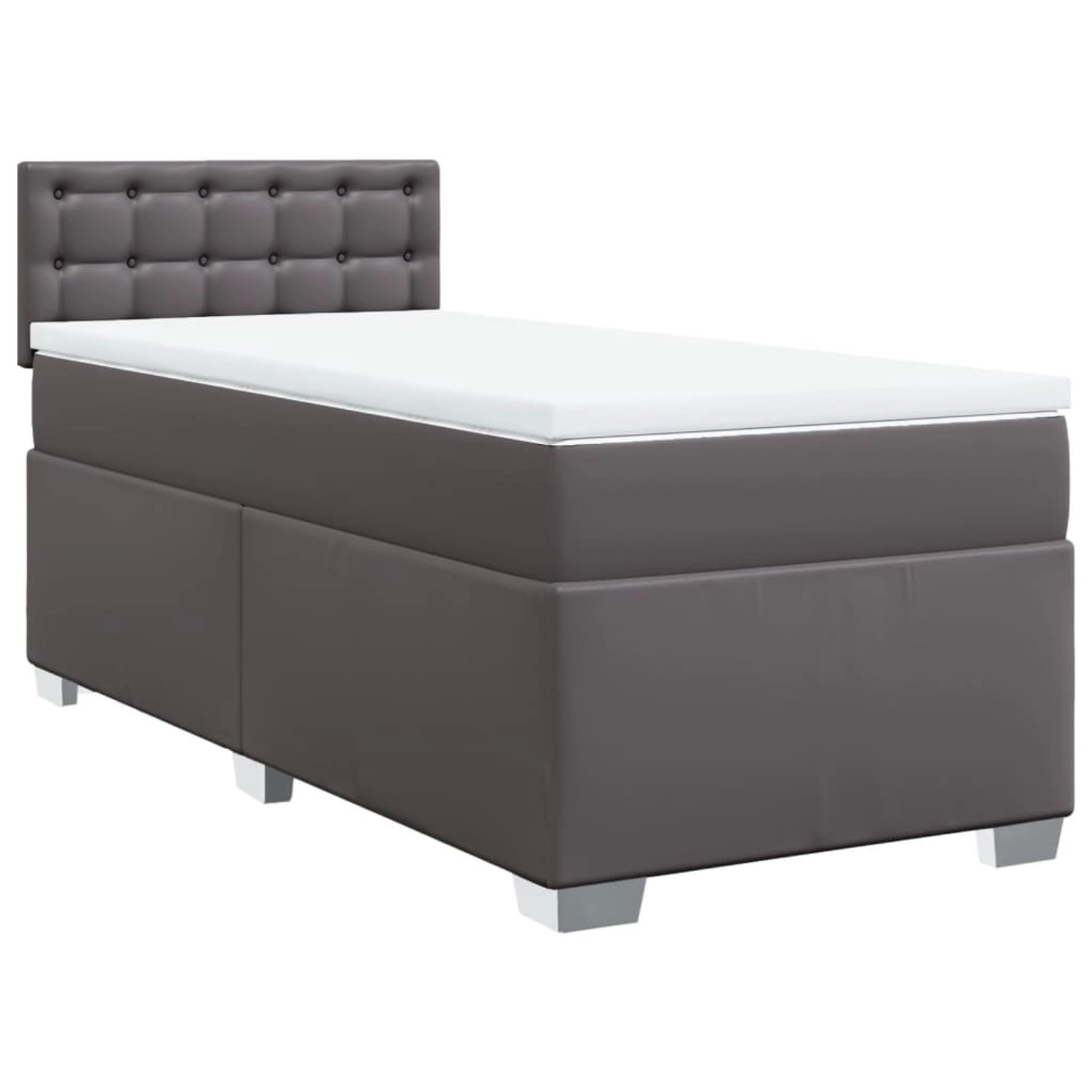 vidaXL Boxspringbett mit Matratze Grau 100x200 cm Kunstleder2097864 günstig online kaufen