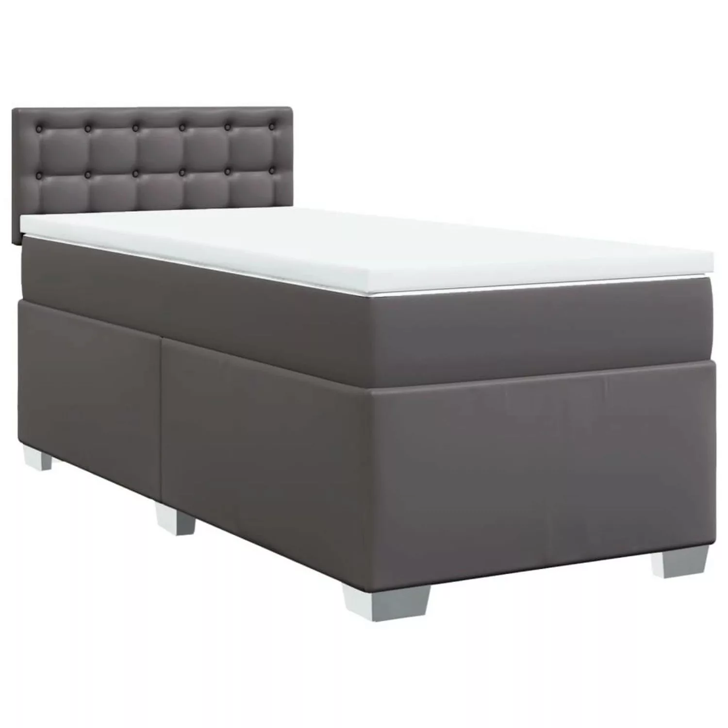 vidaXL Boxspringbett, Boxspringbett mit Matratze Grau 100x200 cm Kunstleder günstig online kaufen