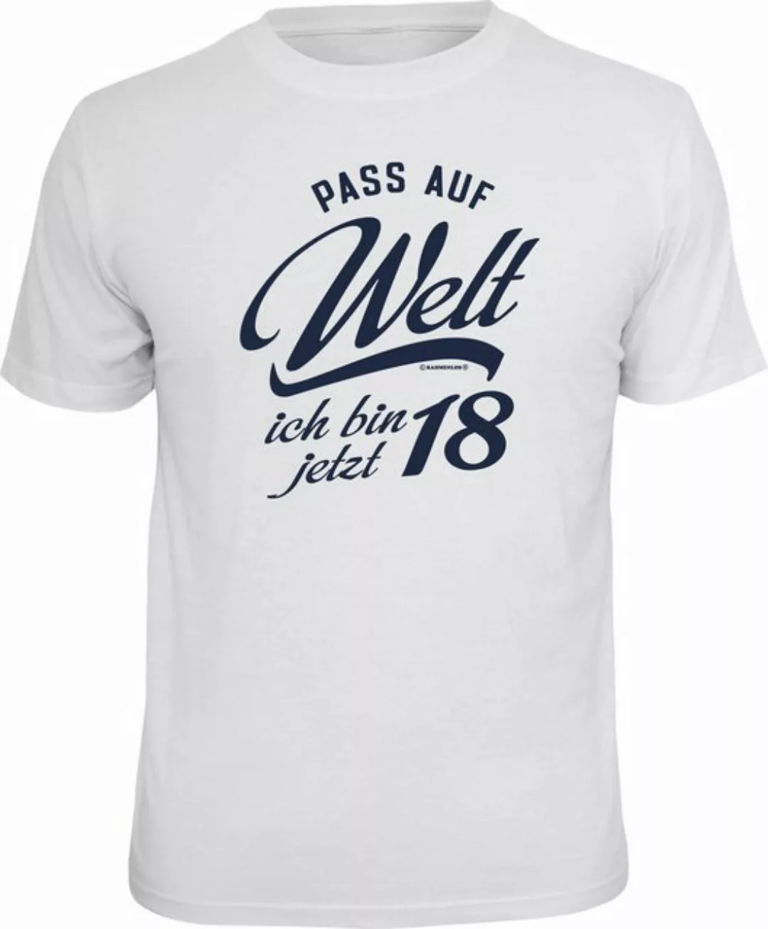 RAHMENLOS® T-Shirt zum Geburtstag: Pass auf Welt, ich bin jetzt 18 günstig online kaufen