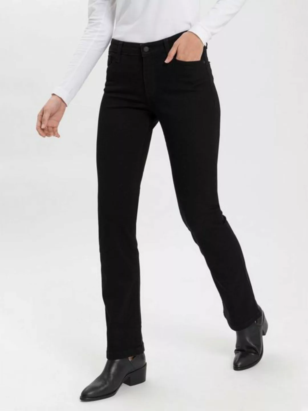 Cross Jeans Damen Jeans Lauren - Bootcut - Schwarz - Black Black günstig online kaufen