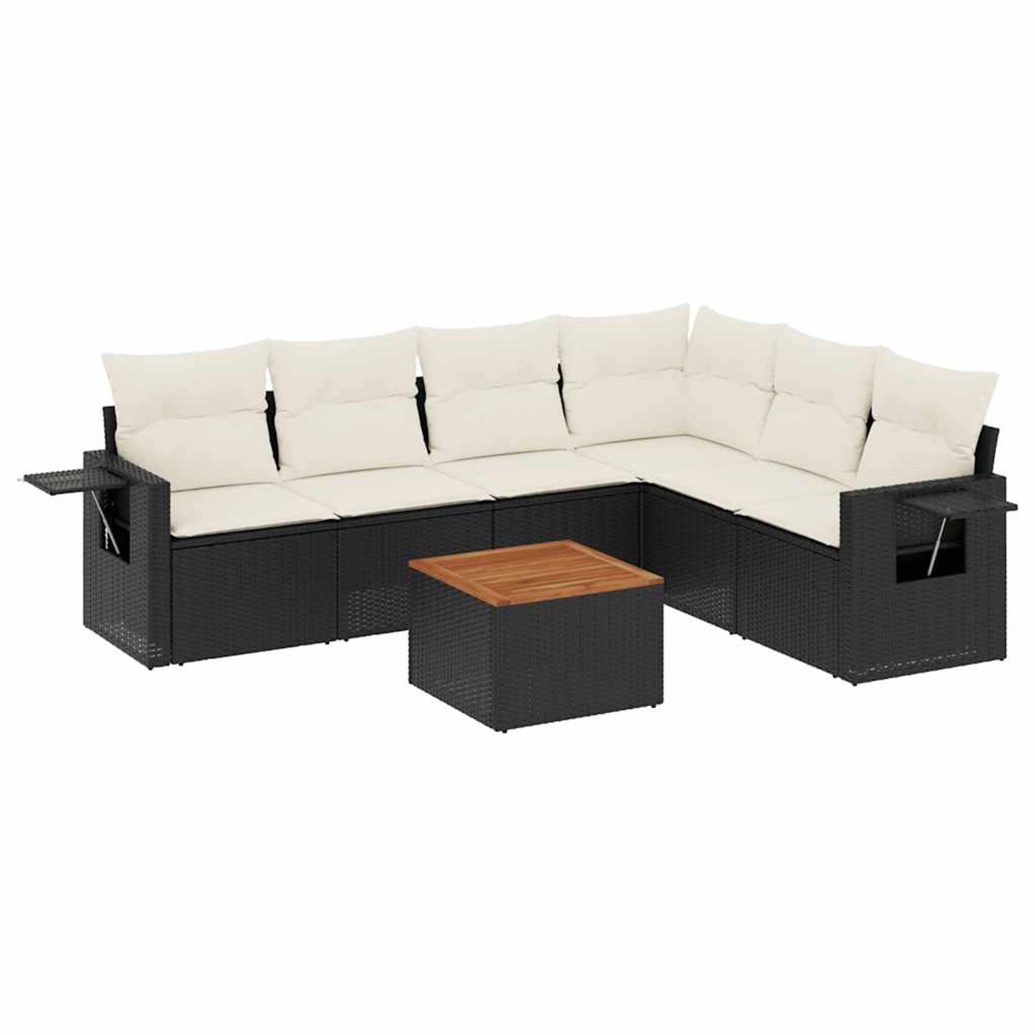 vidaXL 7-Tlg Garten-Sofagarnitur mit Kissen Schwarz Poly Rattan 3256910 günstig online kaufen