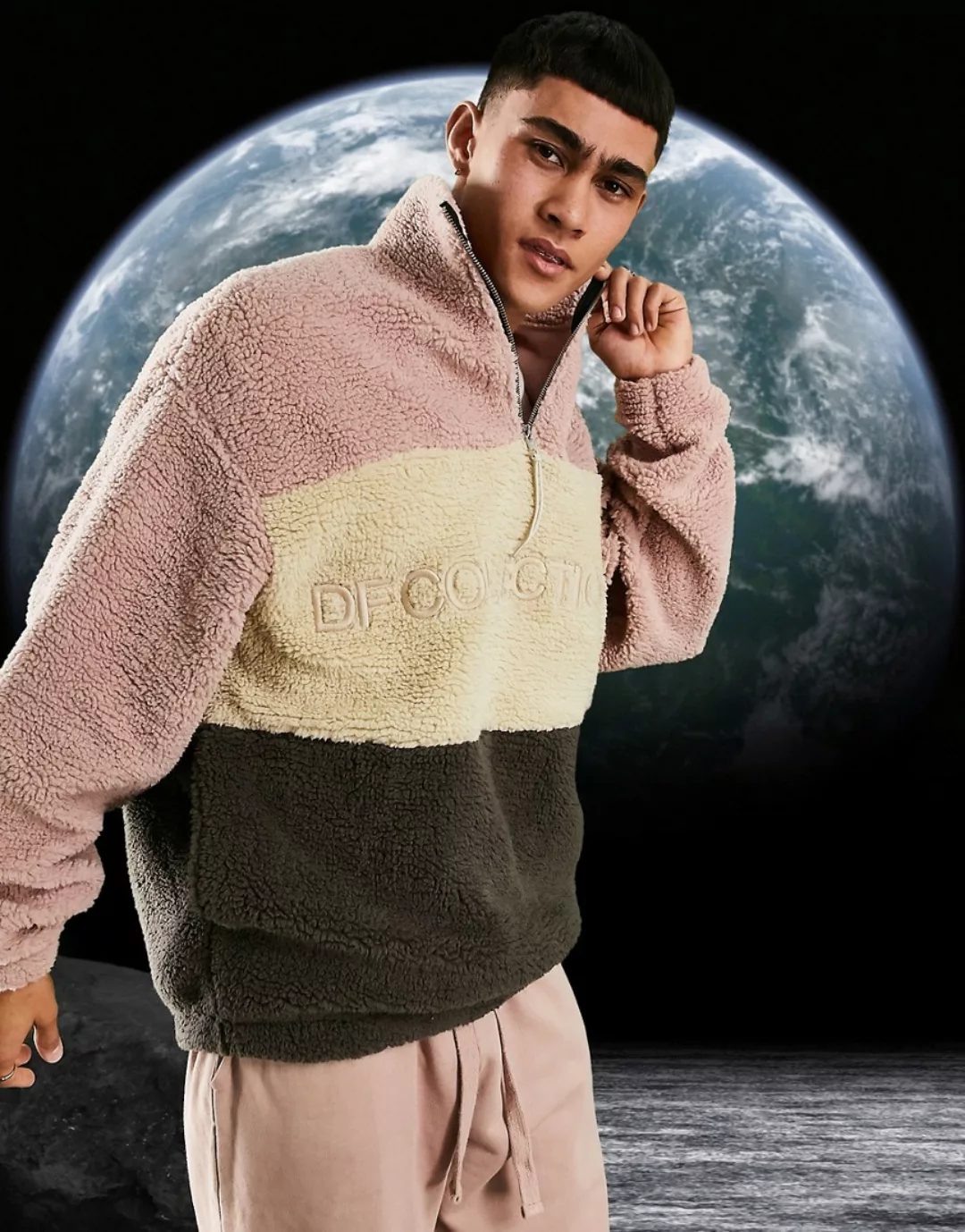 ASOS Dark Future – Oversize-Teddy-Sweatshirt mit Farbblock-Design-Mehrfarbi günstig online kaufen