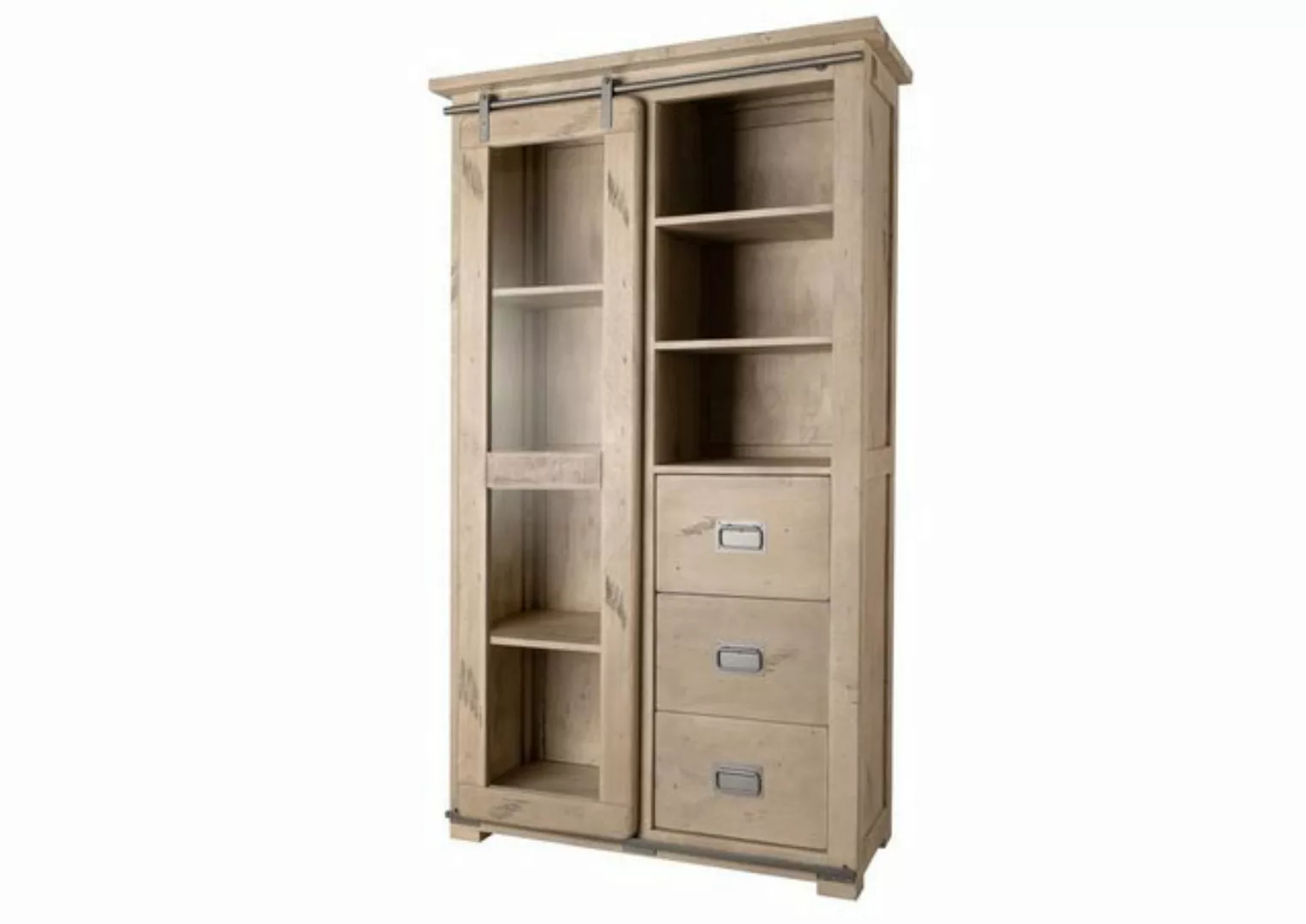 Massivmoebel24 Standvitrine (Vitrine Mango 100x45x175 whitewash lackiert RA günstig online kaufen