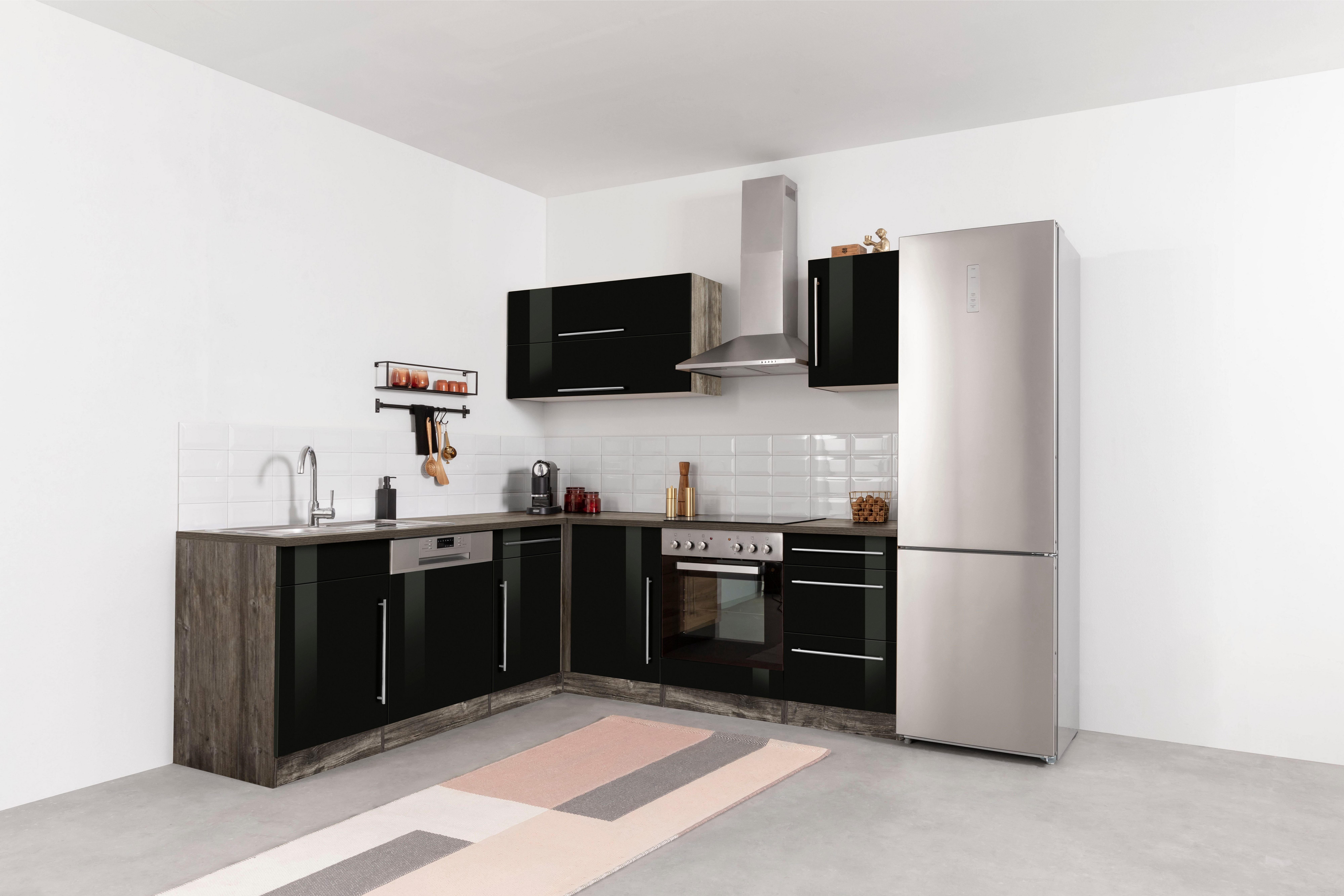 KOCHSTATION Winkelküche "Samos", mit E-Geräten, Stellbreite 220/220 cm günstig online kaufen