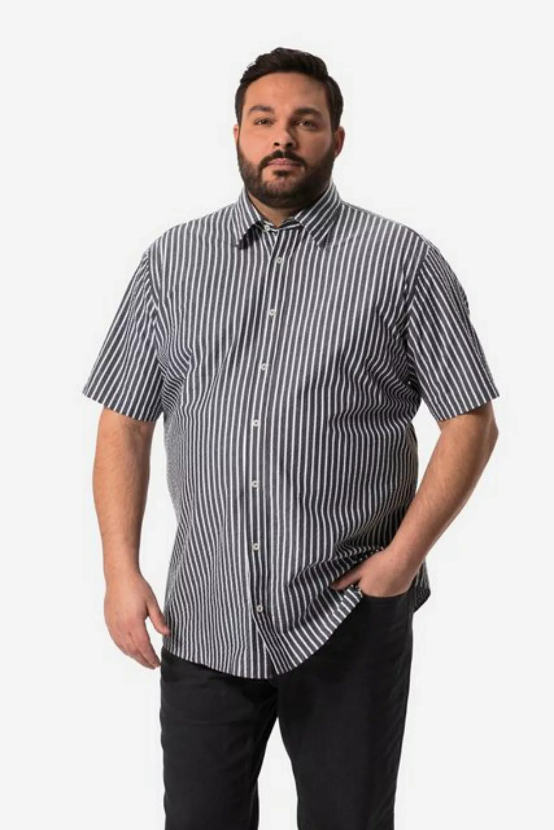 Men Plus Kurzarmhemd Men+ Hemd Bauchfit Halbarm Kentkragen Seersucker günstig online kaufen