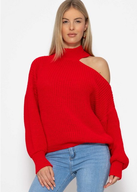 SASSYCLASSY Strickpullover Oversize Pullover Damen mit Schulter Cut-Out Rol günstig online kaufen