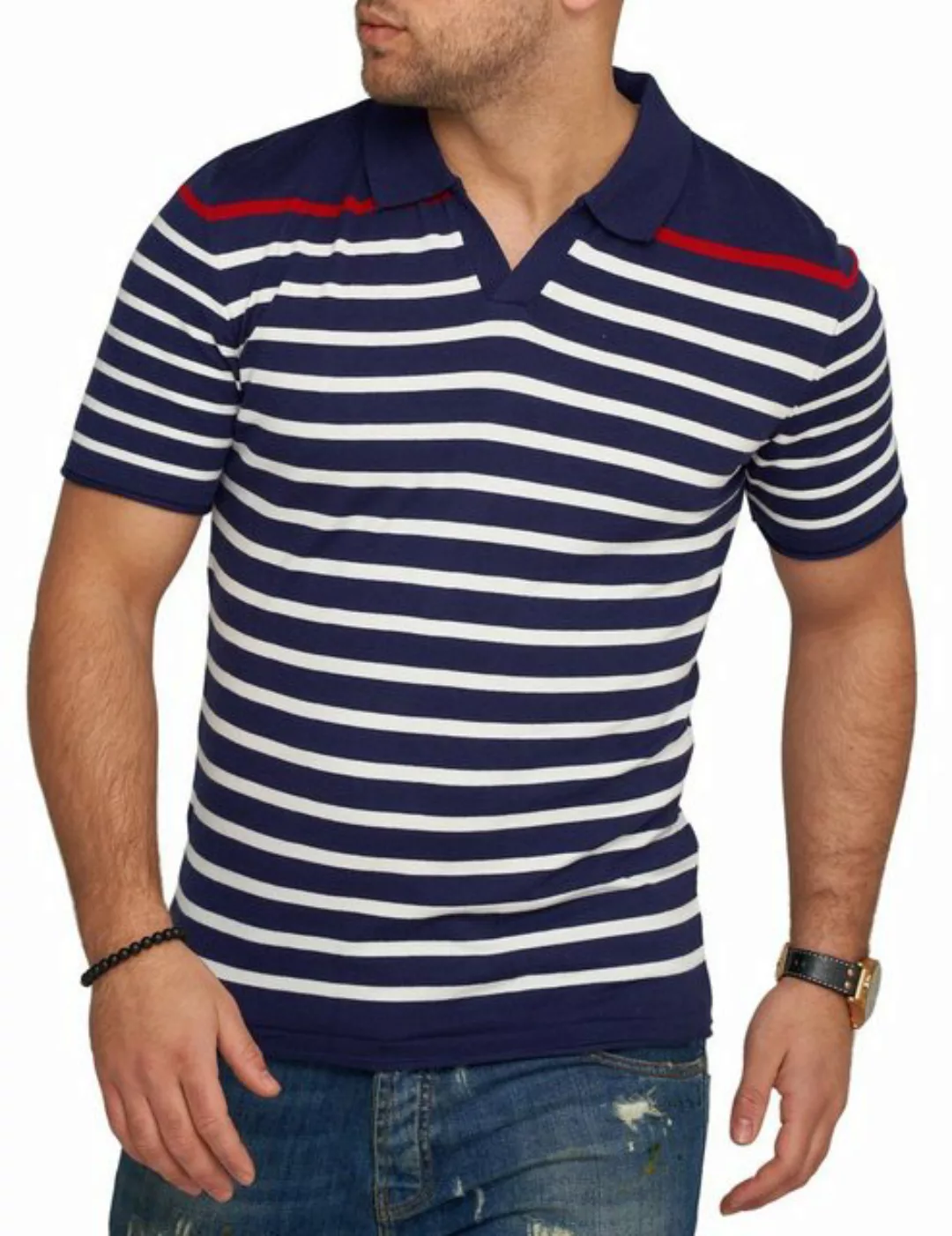 CARISMA Poloshirt CROLITE Strick Kurzarm Polo T-Shirt Stripe günstig online kaufen