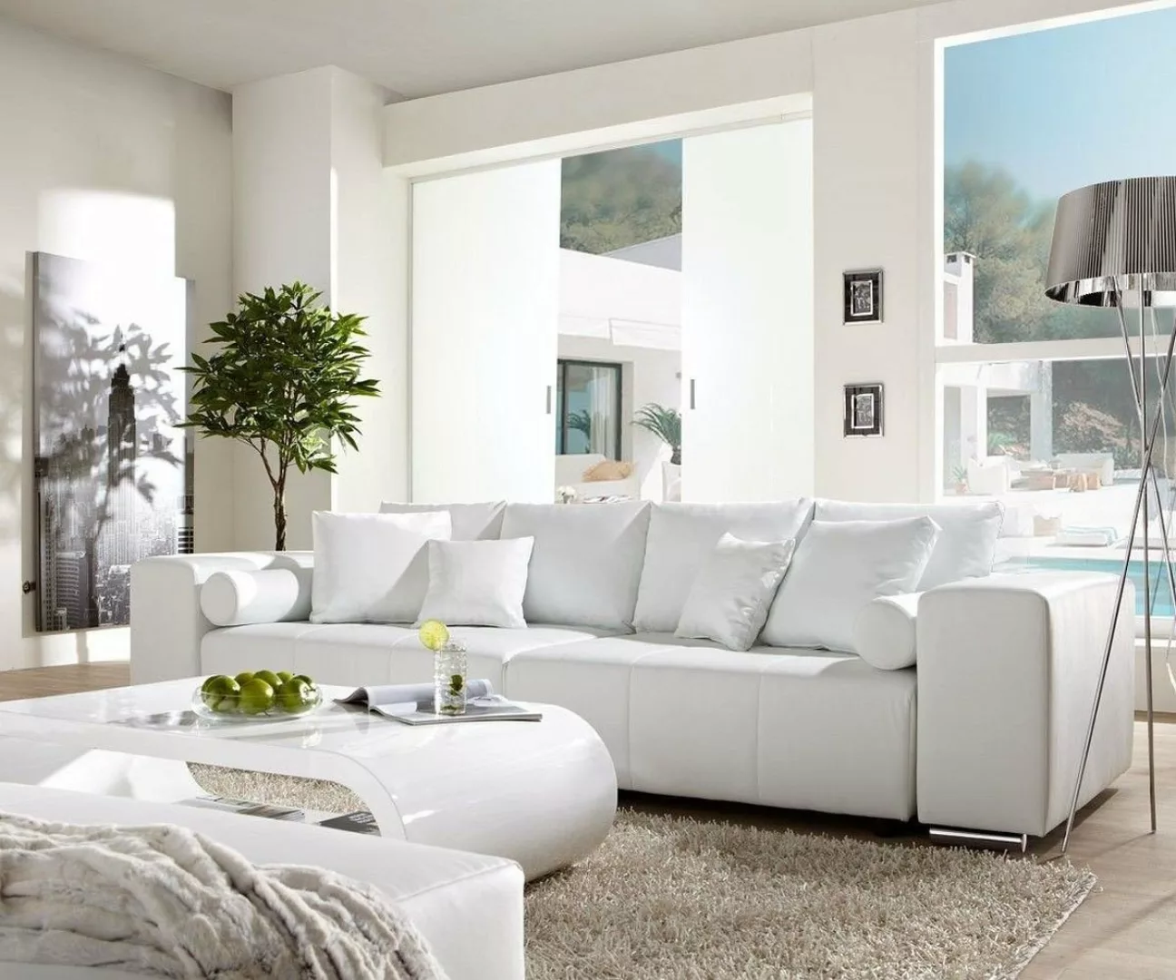 DELIFE Big-Sofa Marbeya, Weiss 290x110 cm mit Schlaffunktion Big-Sofa günstig online kaufen
