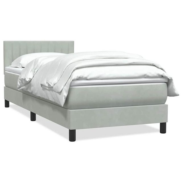 vidaXL Boxspringbett, Boxspringbett mit Matratze Hellgrau 90x210 cm Samt günstig online kaufen