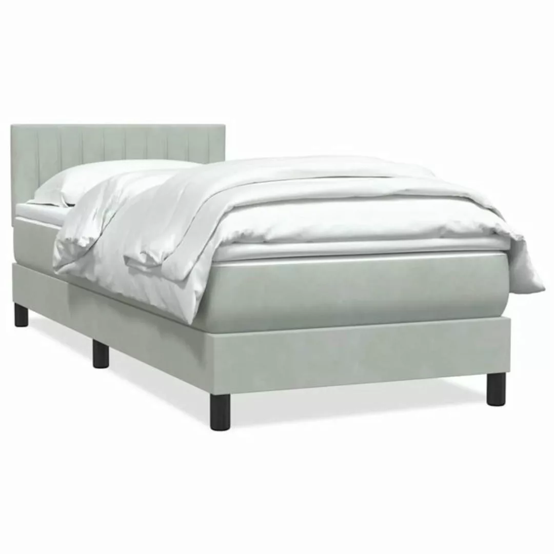 vidaXL Boxspringbett, Boxspringbett mit Matratze Hellgrau 90x210 cm Samt günstig online kaufen