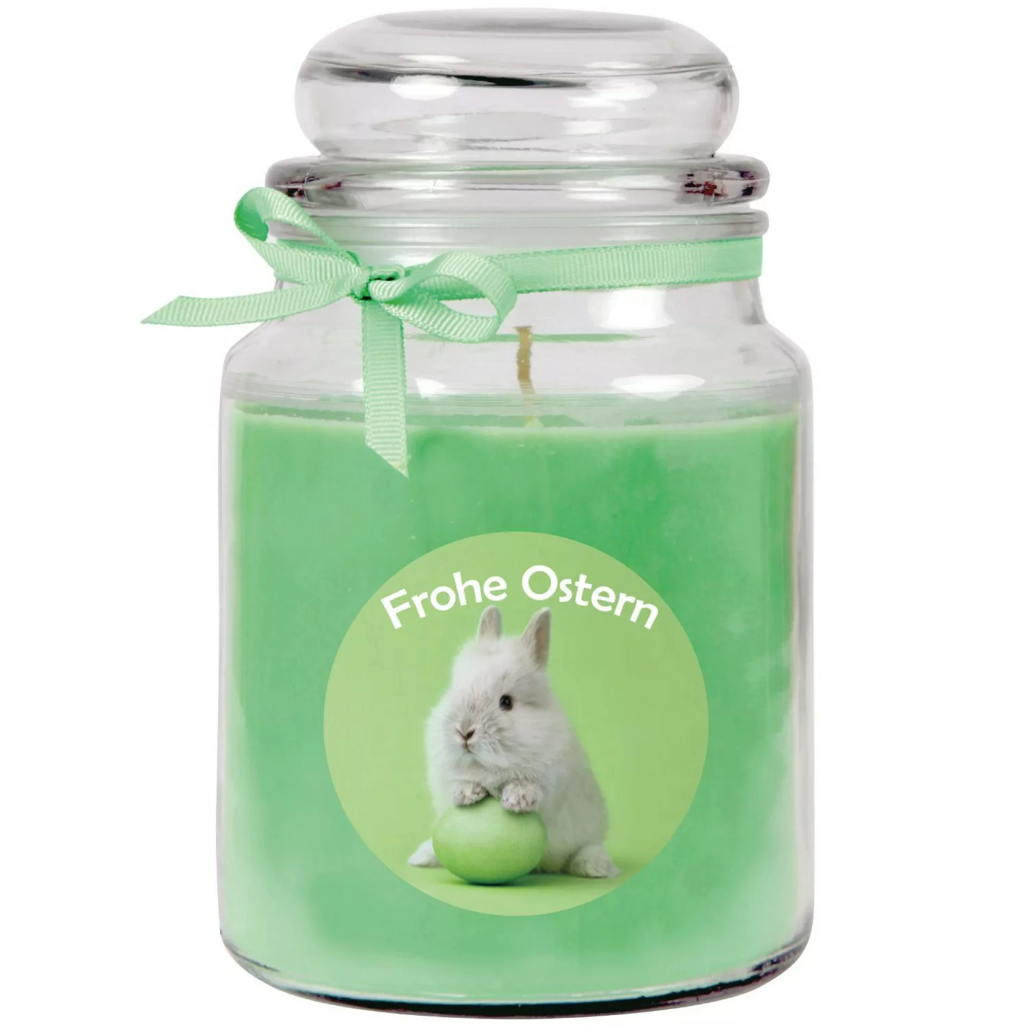 HS Candle Duftkerze & Glas Ostern Grün Bonbon 110h Hase & Ei günstig online kaufen