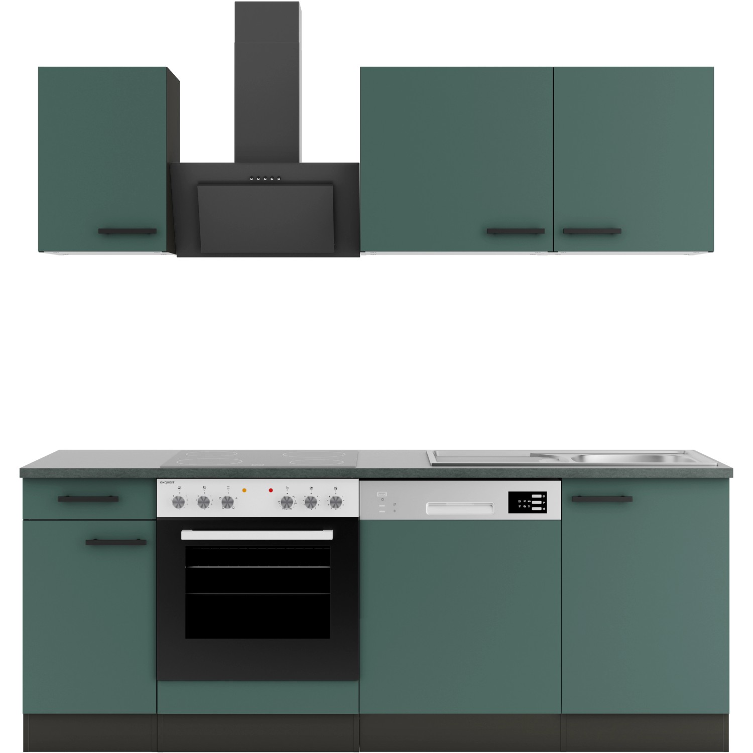 OPTIFIT Verona405 Küchenzeile 210 cm ohne E-Geräte Steingrün günstig online kaufen