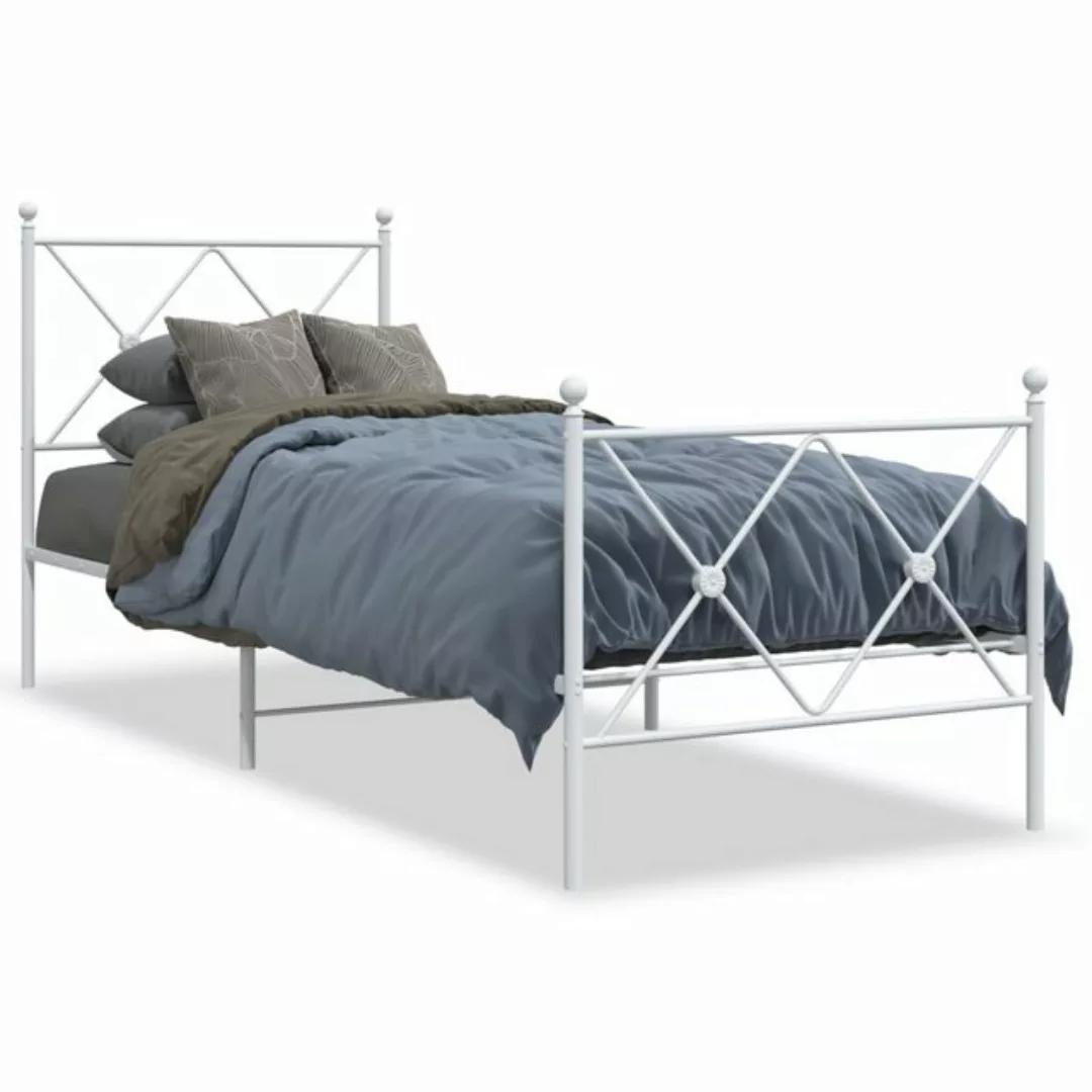 vidaXL Bett Bettgestell mit Kopf- und Fußteil Metall Weiß 80x200 cm günstig online kaufen