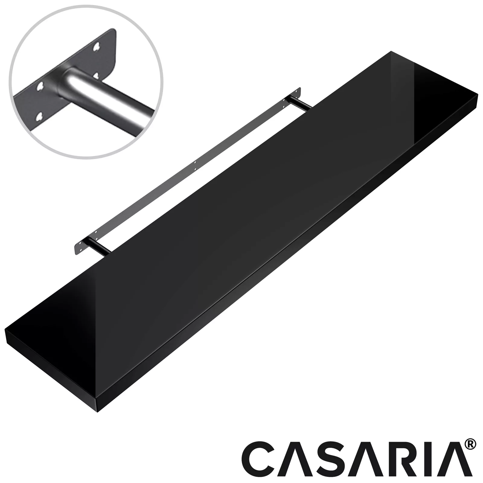 Wandregal Schweberegal 110cm 3er-Set Hochglanz Schwarz + Halterung günstig online kaufen