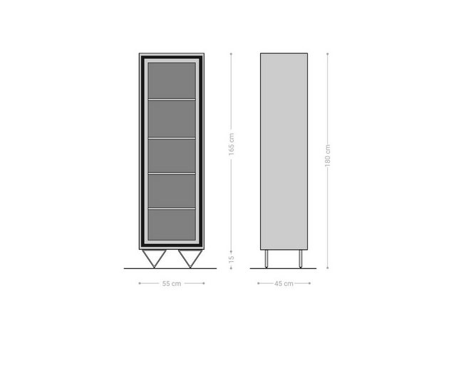 DELIFE Vitrine Stonegrace Akazie Natur 55x180 1 Tür Steinfurnier V-Fuß Vitr günstig online kaufen