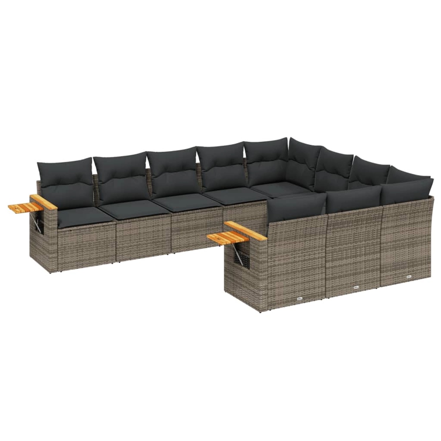 vidaXL 10-Tlg Garten-Sofagarnitur mit Kissen Grau Poly Rattan 3227180 günstig online kaufen