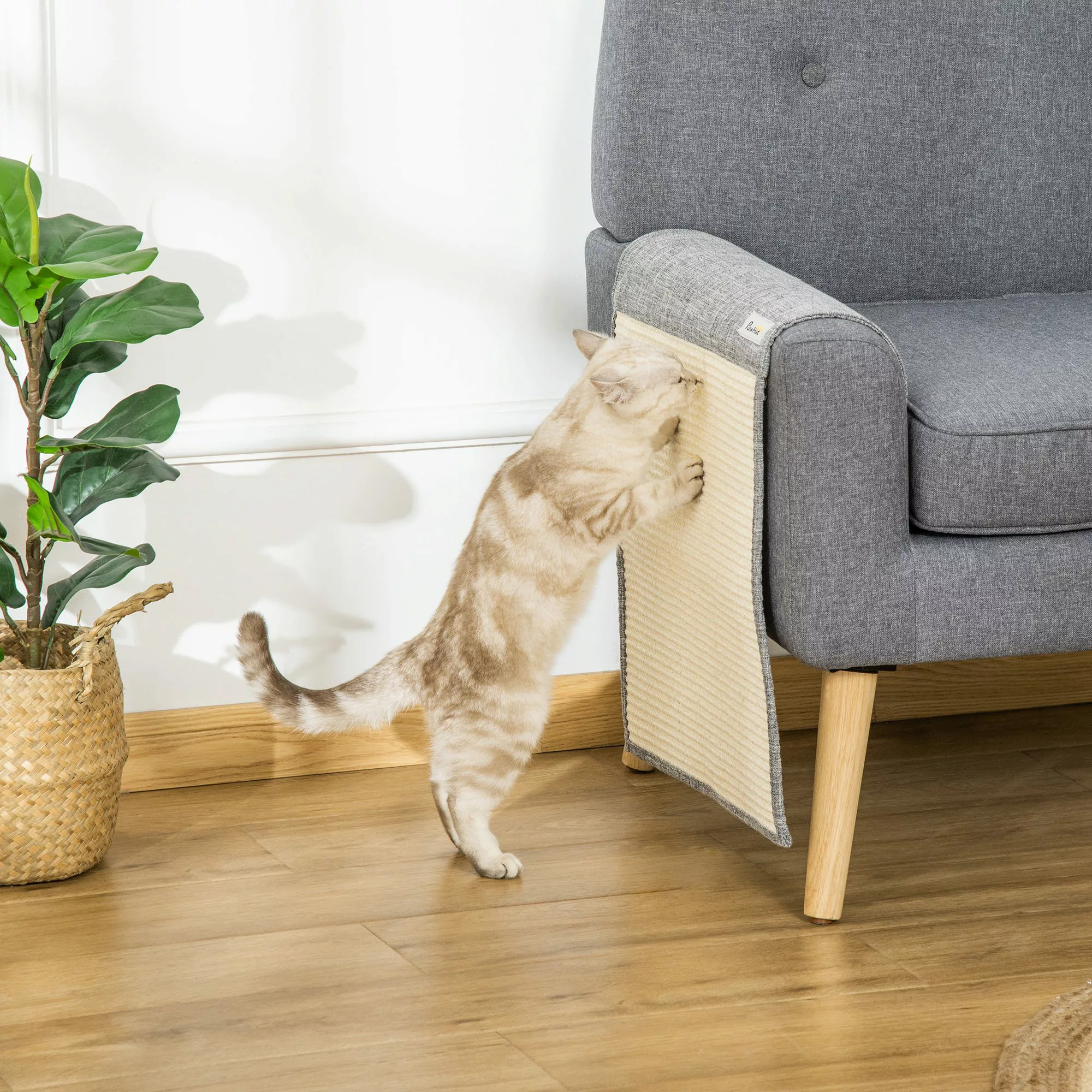 PawHut Kratzmatte 2er Set  Sofa-Schutz für Katzen, Sisal Kratzteppich, Grau günstig online kaufen