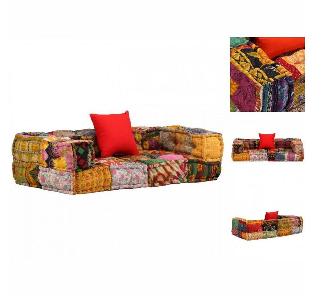 vidaXL Sofa 2-Sitzer Modularer Pouf Patchwork Stoff günstig online kaufen