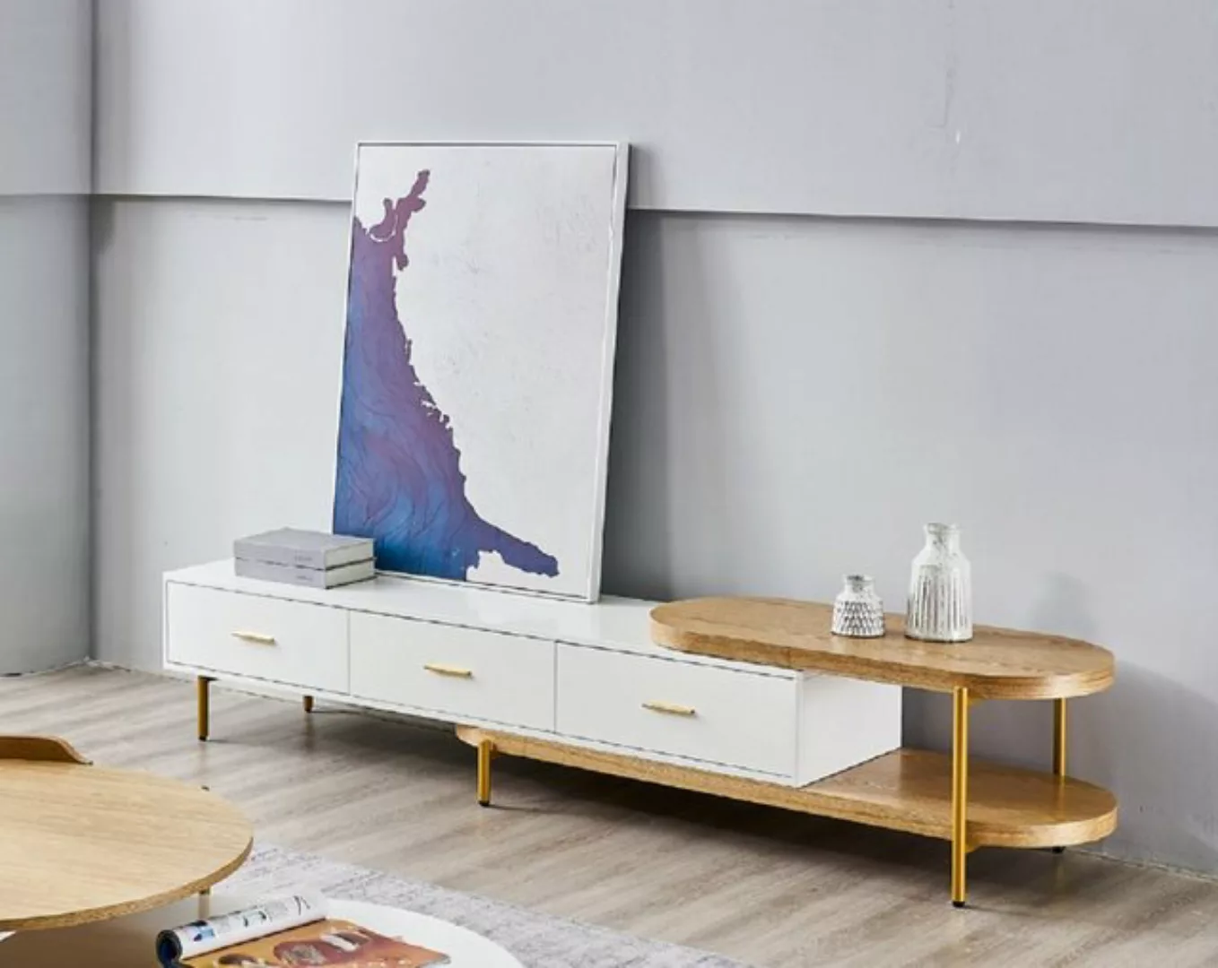 JVmoebel TV-Schrank Weiß rtv Lowboard Schubladen Regale Wohnzimmer Holz Des günstig online kaufen