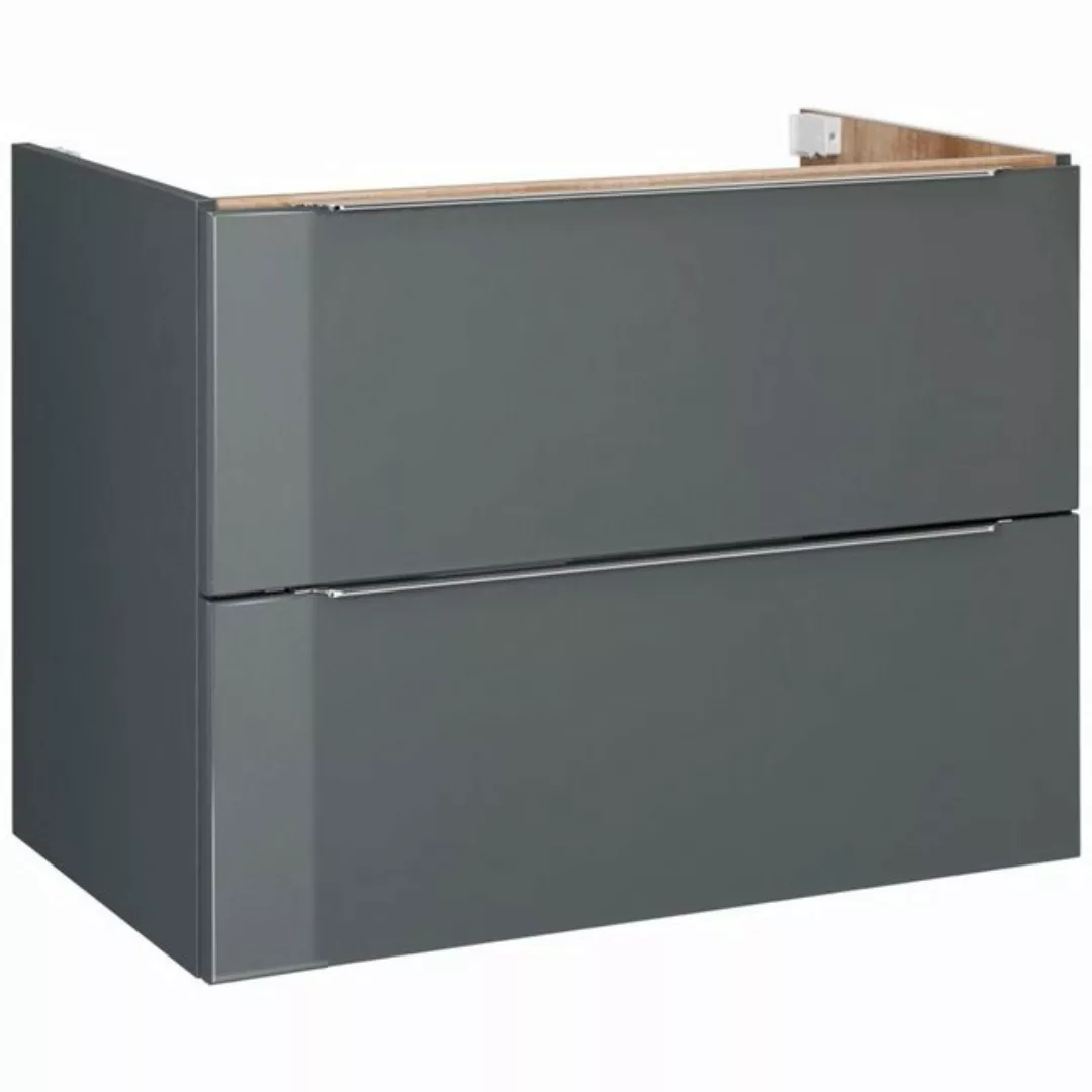 Lomadox Waschbeckenschrank AMARILLO-147-GREY 80 cm, Hochglanz grau mit Wota günstig online kaufen