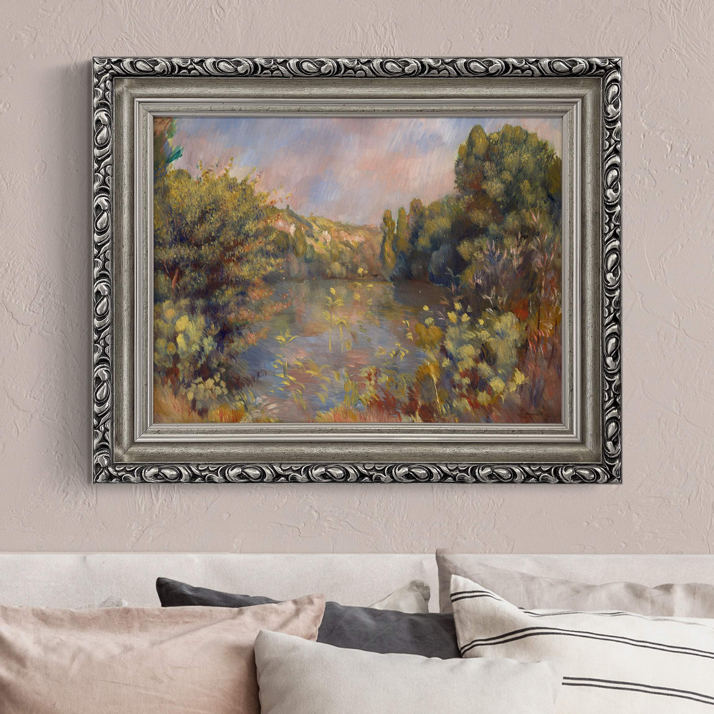 Gerahmtes Leinwandbild Auguste Renoir - Landschaft mit See günstig online kaufen