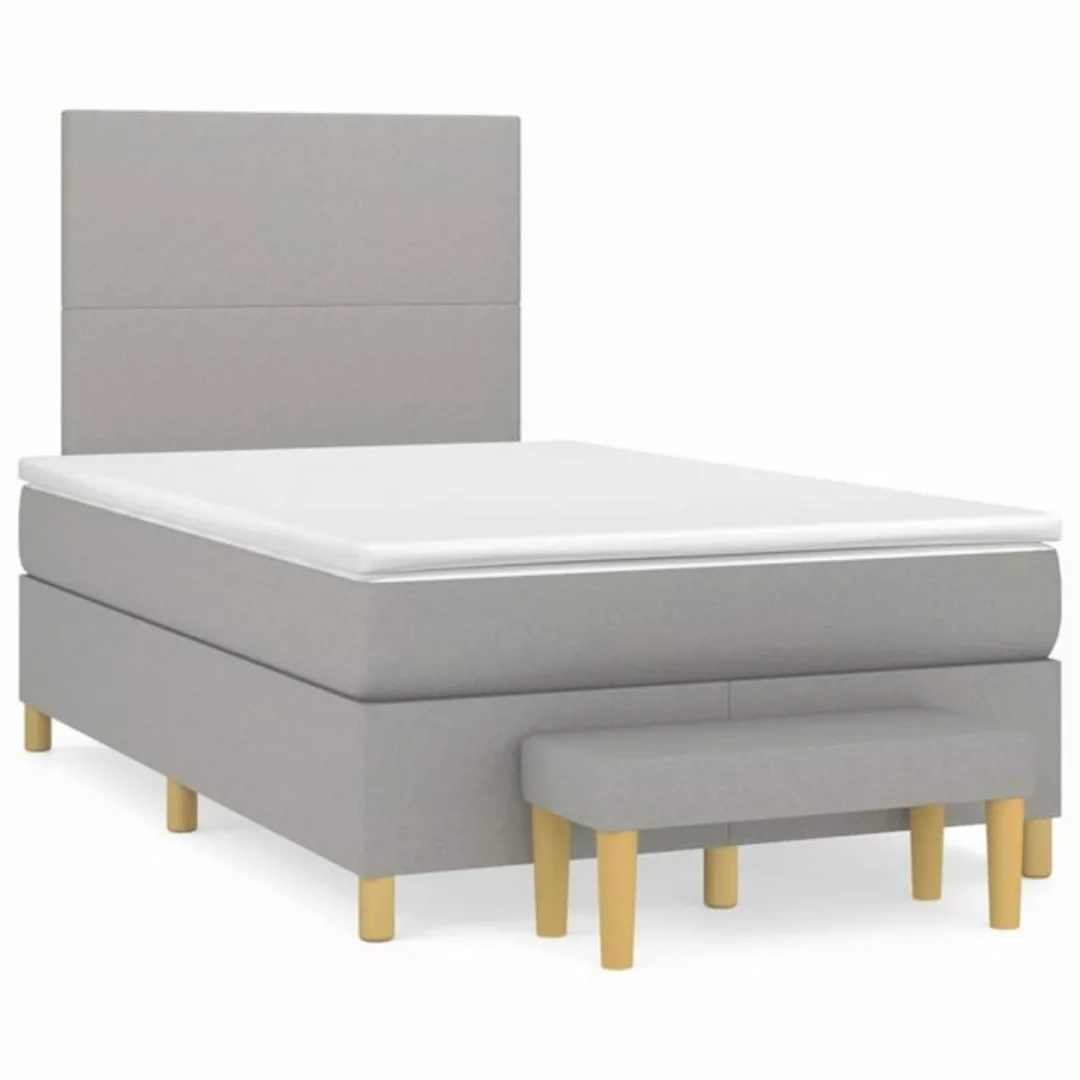 furnicato Bett Boxspringbett mit Matratze Hellgrau 120x200 cm Stoff günstig online kaufen