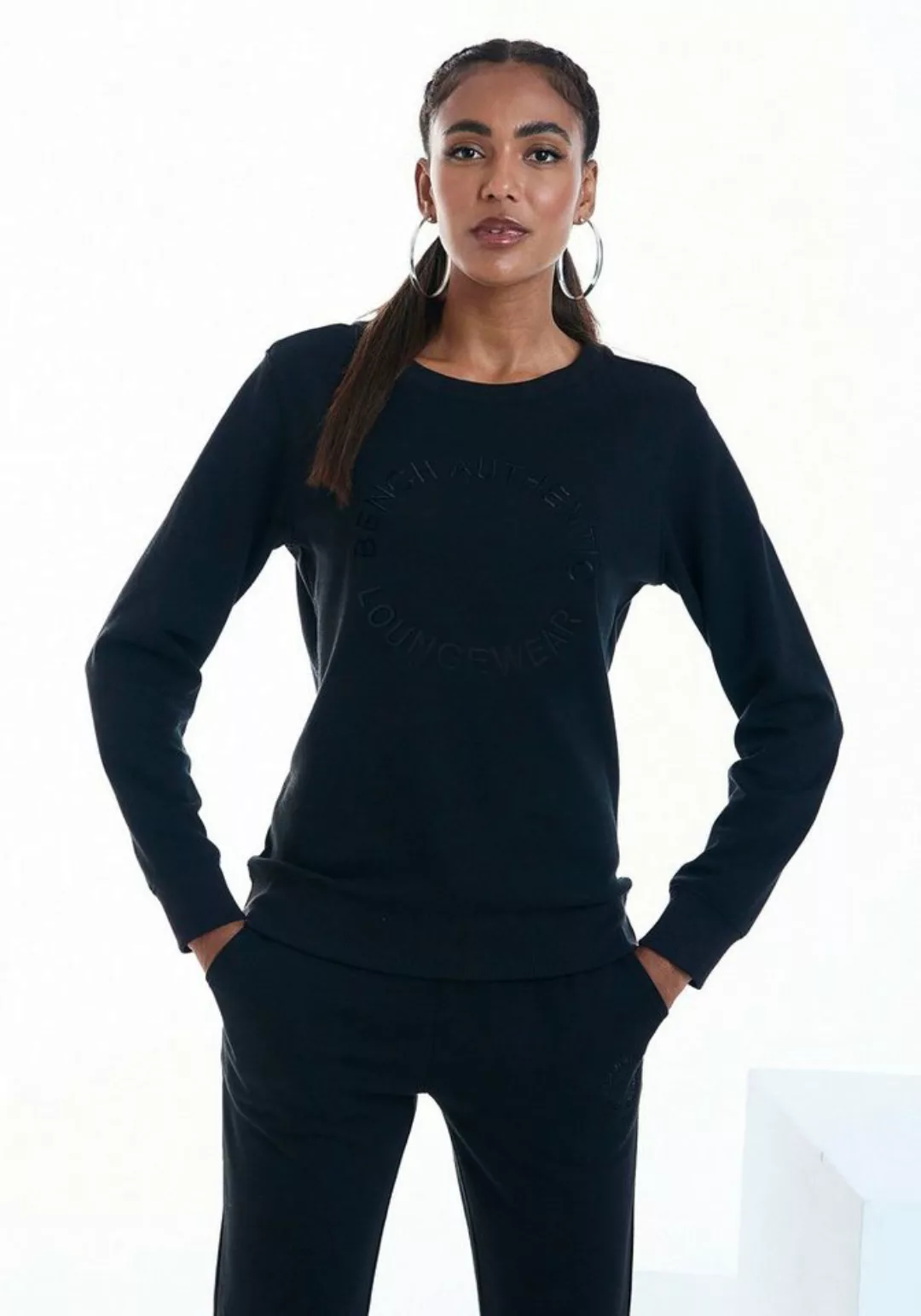 Bench. Loungewear Sweatshirt mit runder Logostickerei, Loungwear günstig online kaufen