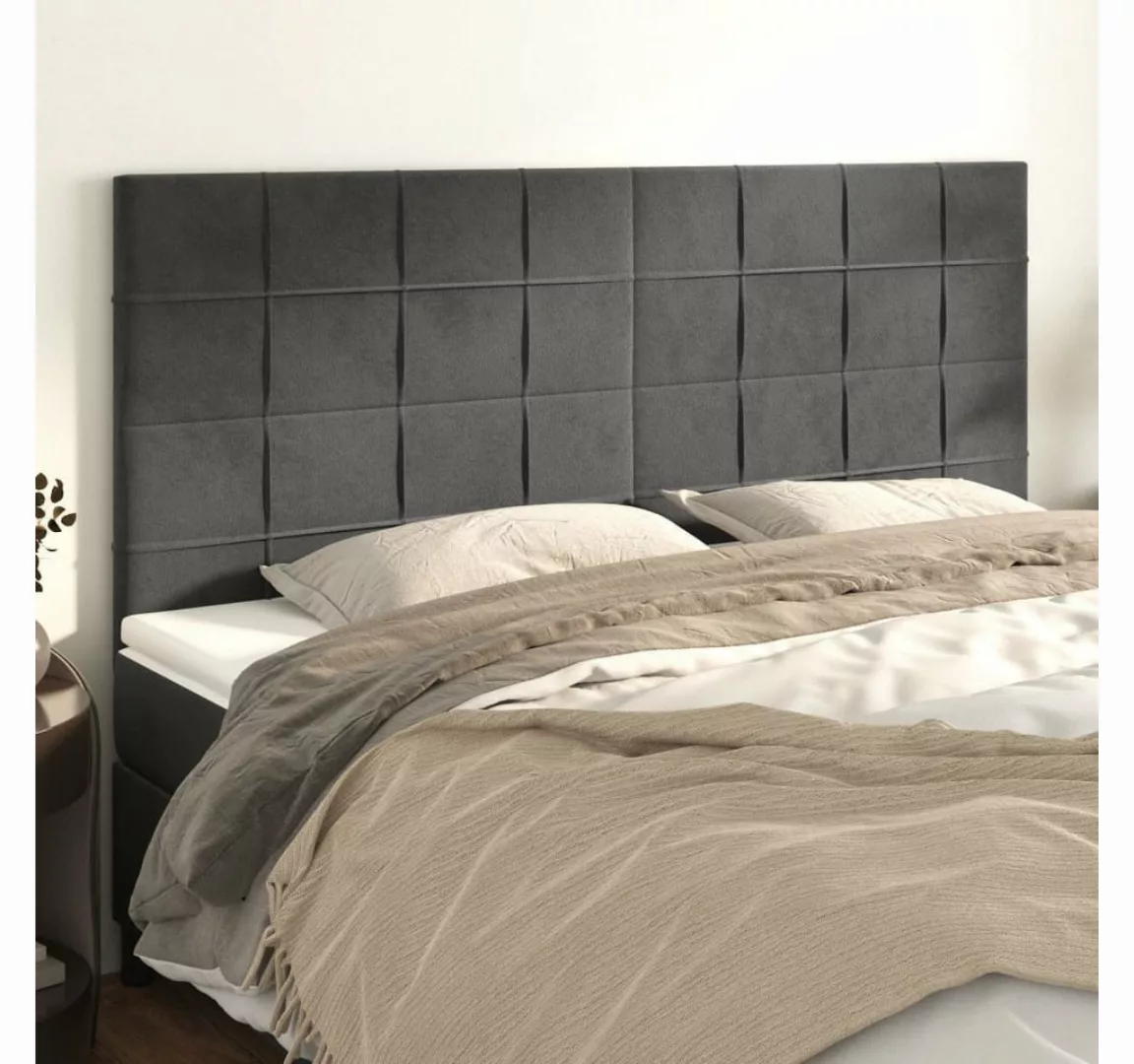 vidaXL Bett, Kopfteile 4 Stk. Dunkelgrau 100x5x78/88 cm Samt günstig online kaufen