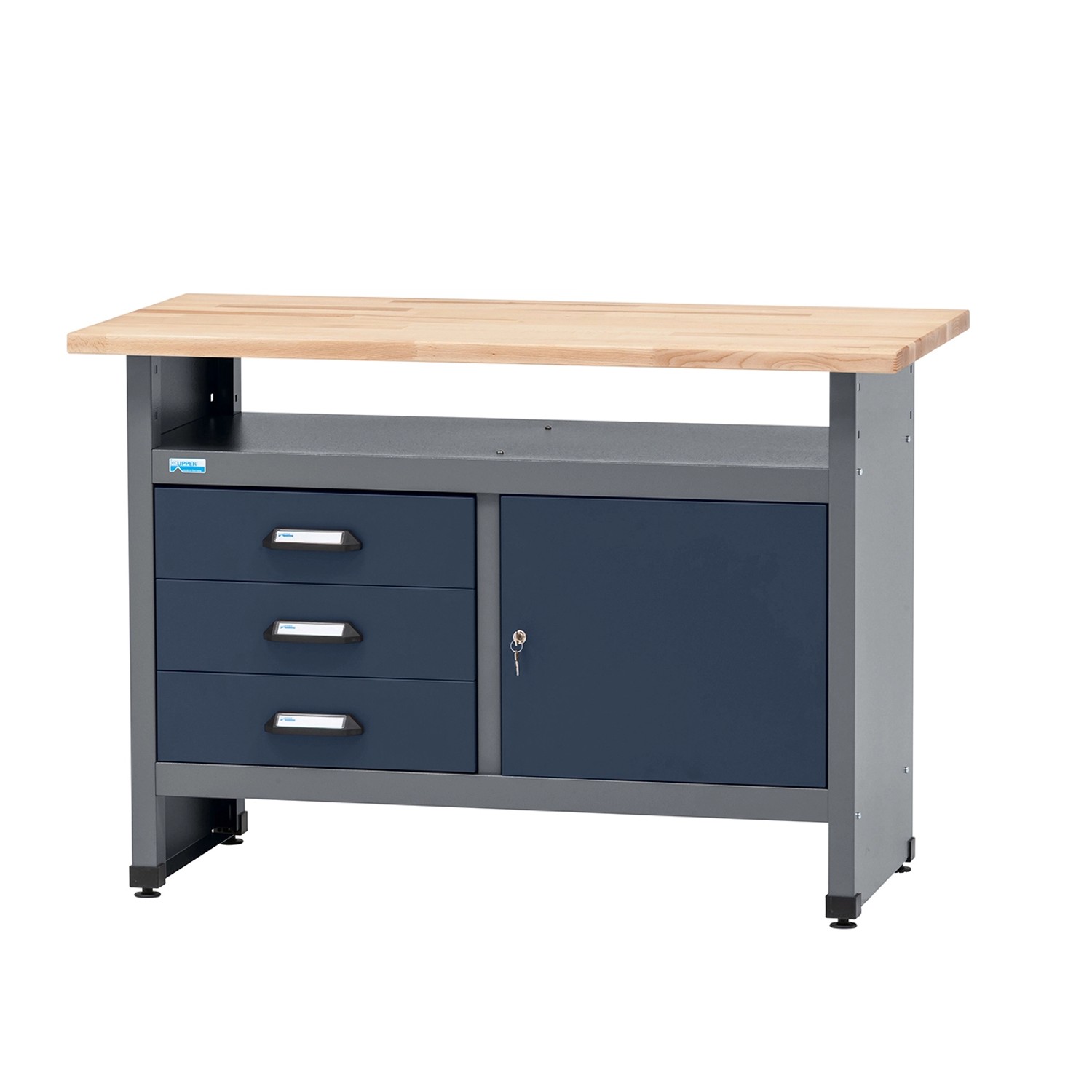 Küpper Werkbank Eintürig mit 3 Schubladen 84 x 120 x 60 cm Dunkelblau günstig online kaufen