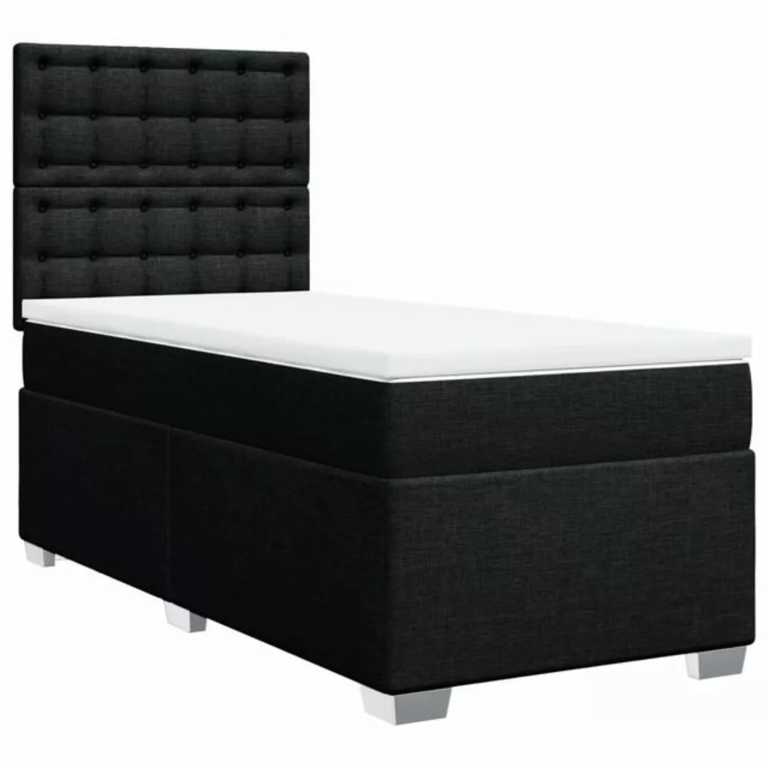 vidaXL Bett Boxspringbett mit Matratze Schwarz 90x200 cm Stoff günstig online kaufen