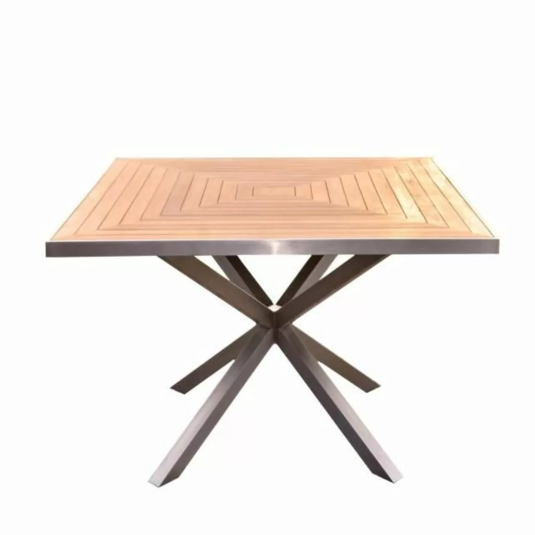 Designer Essgruppe Tisch Andalo + 4 Stühle Lavarone Teakholz Edelstahl günstig online kaufen