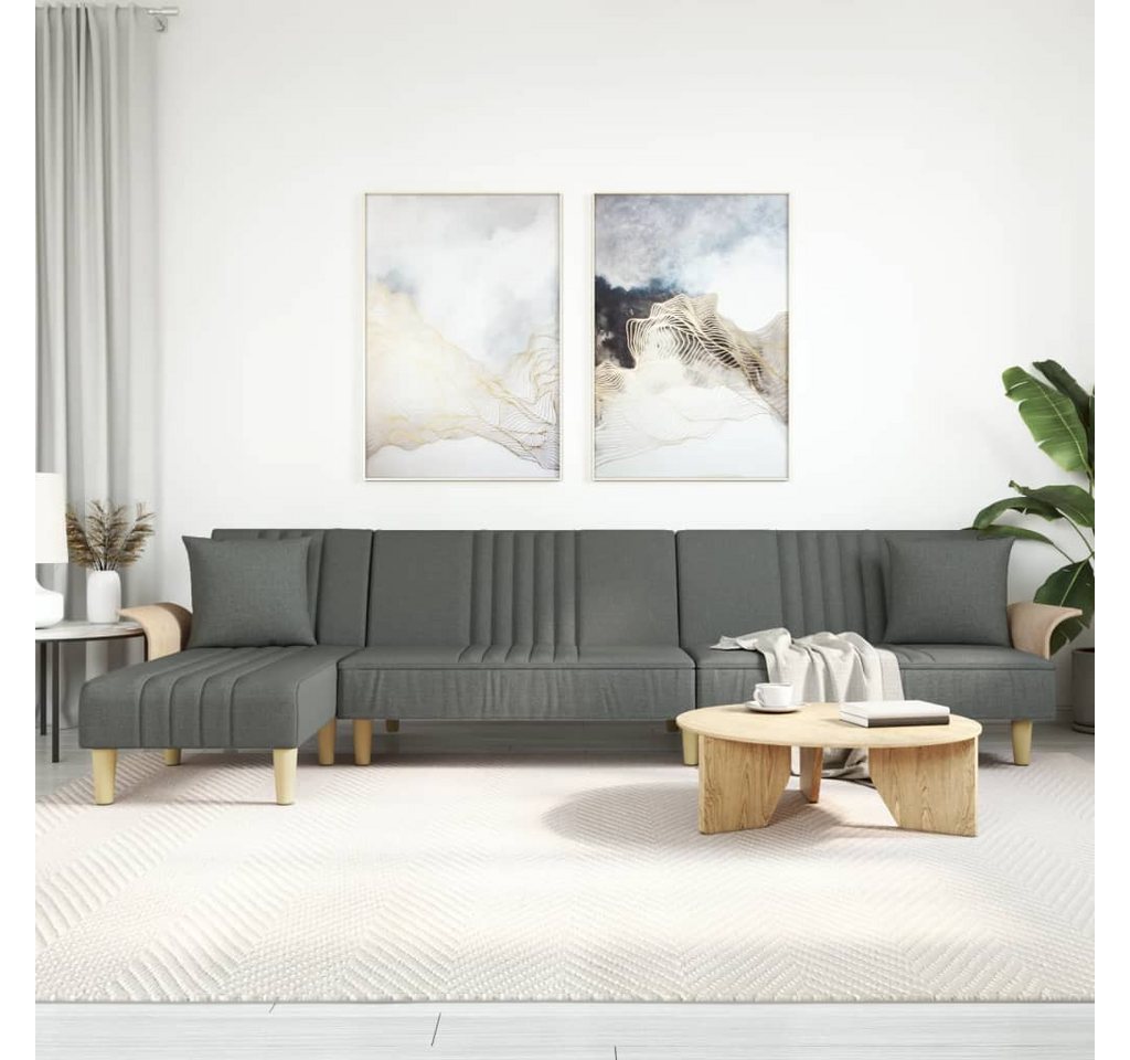 vidaXL Sofa Schlafsofa in L-Form Dunkelgrau 279x140x70 cm Stoff Chaiselongu günstig online kaufen