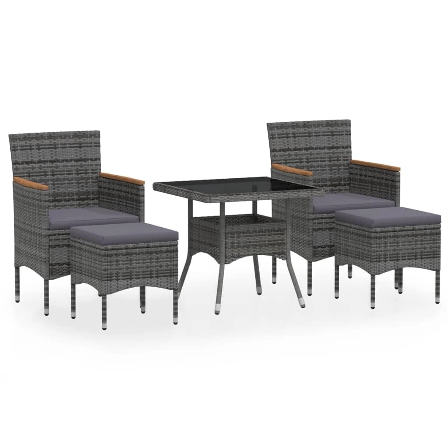 vidaXL 5-tlg Garten-Essgruppe Poly Rattan und Hartglas Grau Modell 2 günstig online kaufen