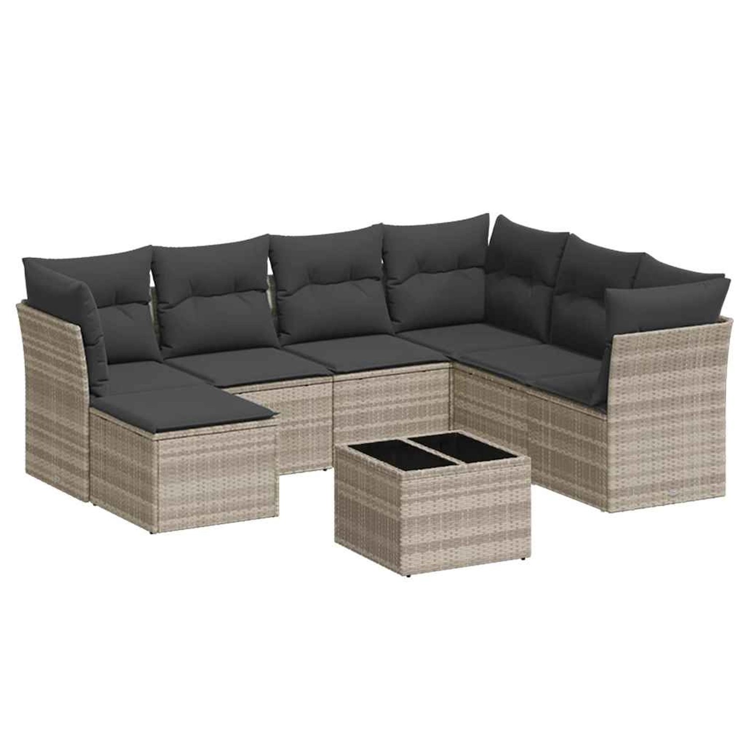 vidaXL 8-Tlg Garten-Sofagarnitur mit Kissen Hellgrau Poly Rattan 3249841 günstig online kaufen