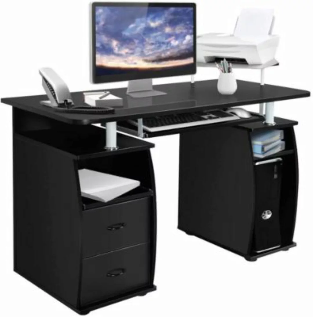 COSTWAY® Computertisch mit Tastaturauszug Druckerablage schwarz günstig online kaufen
