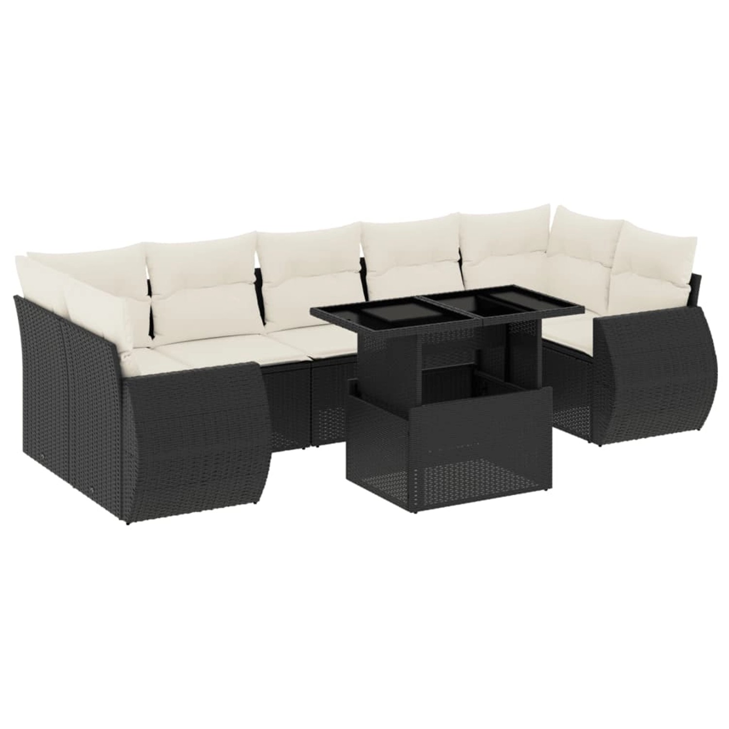 vidaXL 8-Tlg Garten-Sofagarnitur mit Kissen Schwarz Poly Rattan 3268406 günstig online kaufen