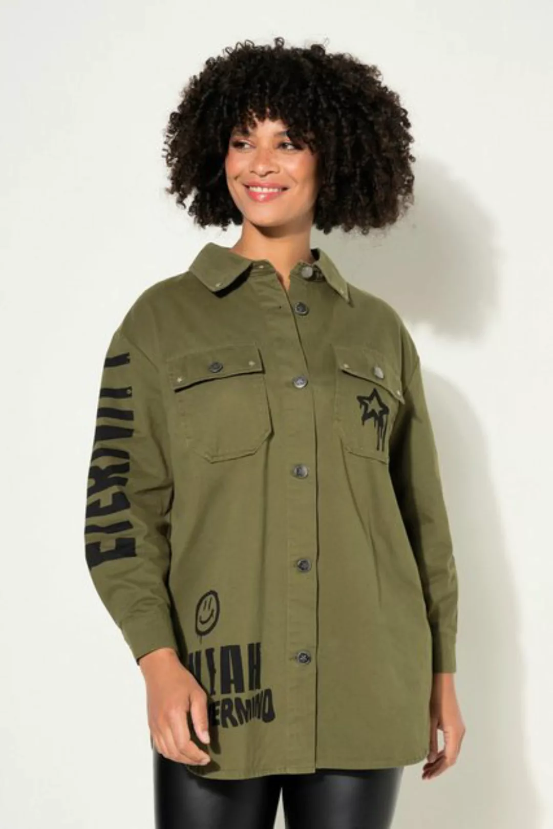 Angel of Style Jackenblazer Hemdjacke oversized modische Drucke Hemdkragen günstig online kaufen