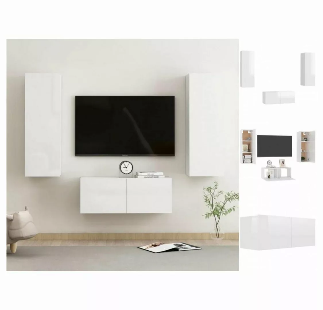 vidaXL Kleiderschrank 3-tlg TV-Schrank-Set Hochglanz-Weiß Spanplatte günstig online kaufen