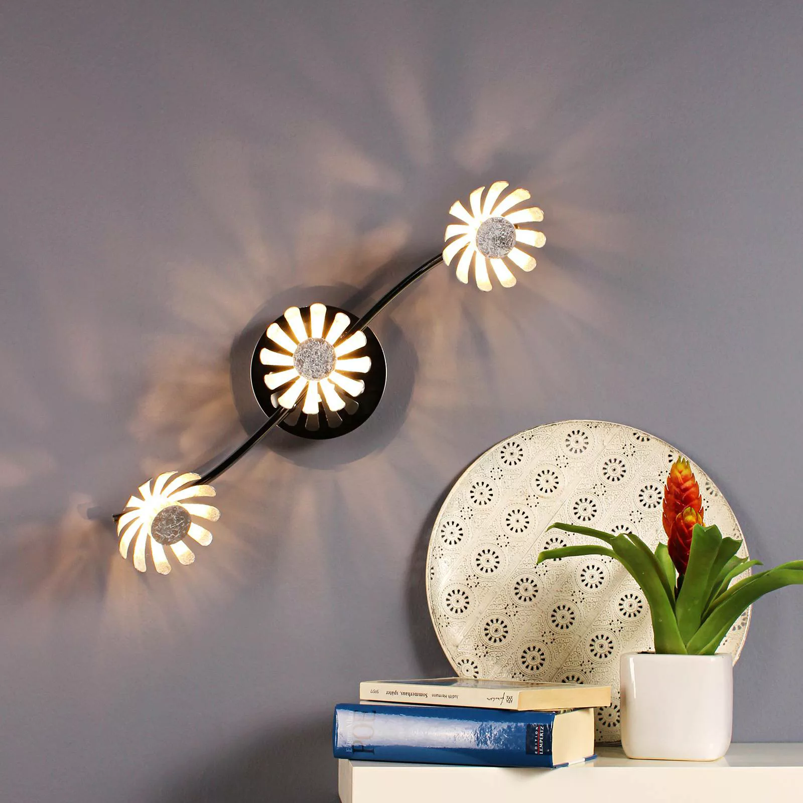 LED-Wandleuchte Bloom dreiflammig silber günstig online kaufen