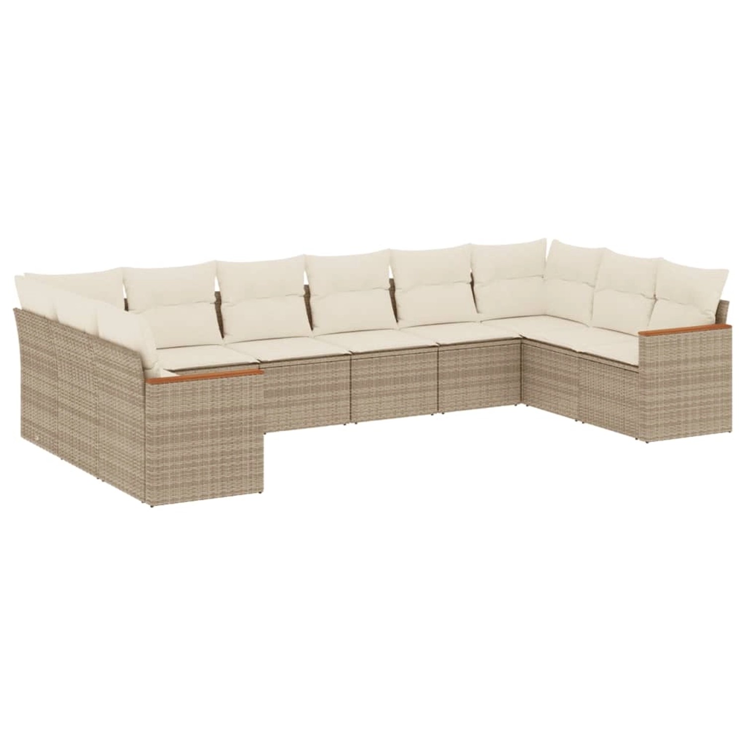 vidaXL 10-Tlg Garten-Sofagarnitur mit Kissen Beige Poly Rattan 3226324 günstig online kaufen