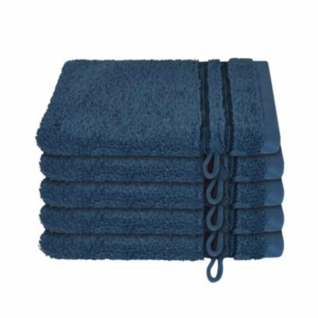 SCHIESSER Frottier-Set Milano, 5x Waschhandschuh dunkelblau Gr. 16 x 22 günstig online kaufen