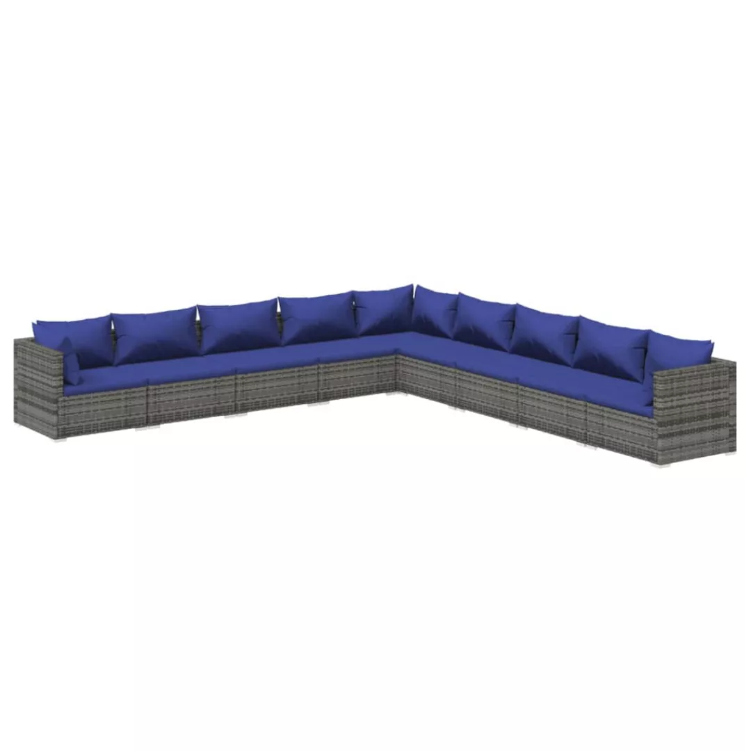 Vidaxl 9-tlg. Garten-lounge-set Mit Kissen Poly Rattan Grau günstig online kaufen