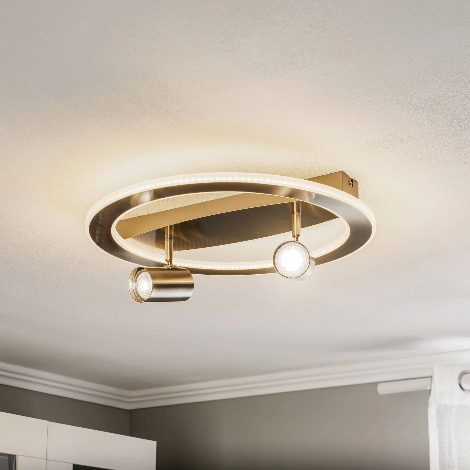 Lindby LED-Deckenlampe Berisha, 2-flammig + LED, nickel günstig online kaufen