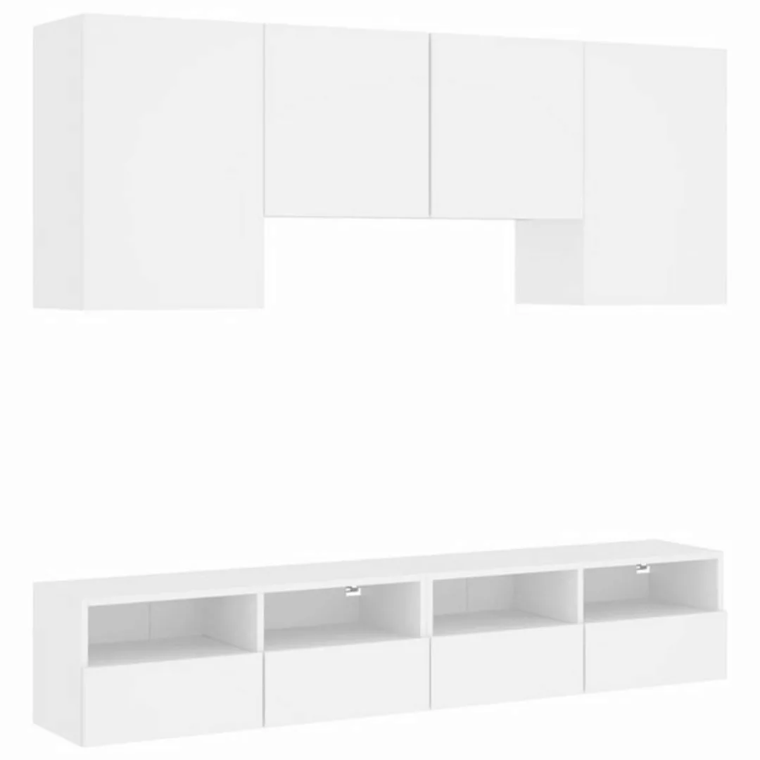 vidaXL TV-Schrank 5tlg TV Möbel Hängeschrank TV Wohnwand mit LED Weiß Spanp günstig online kaufen